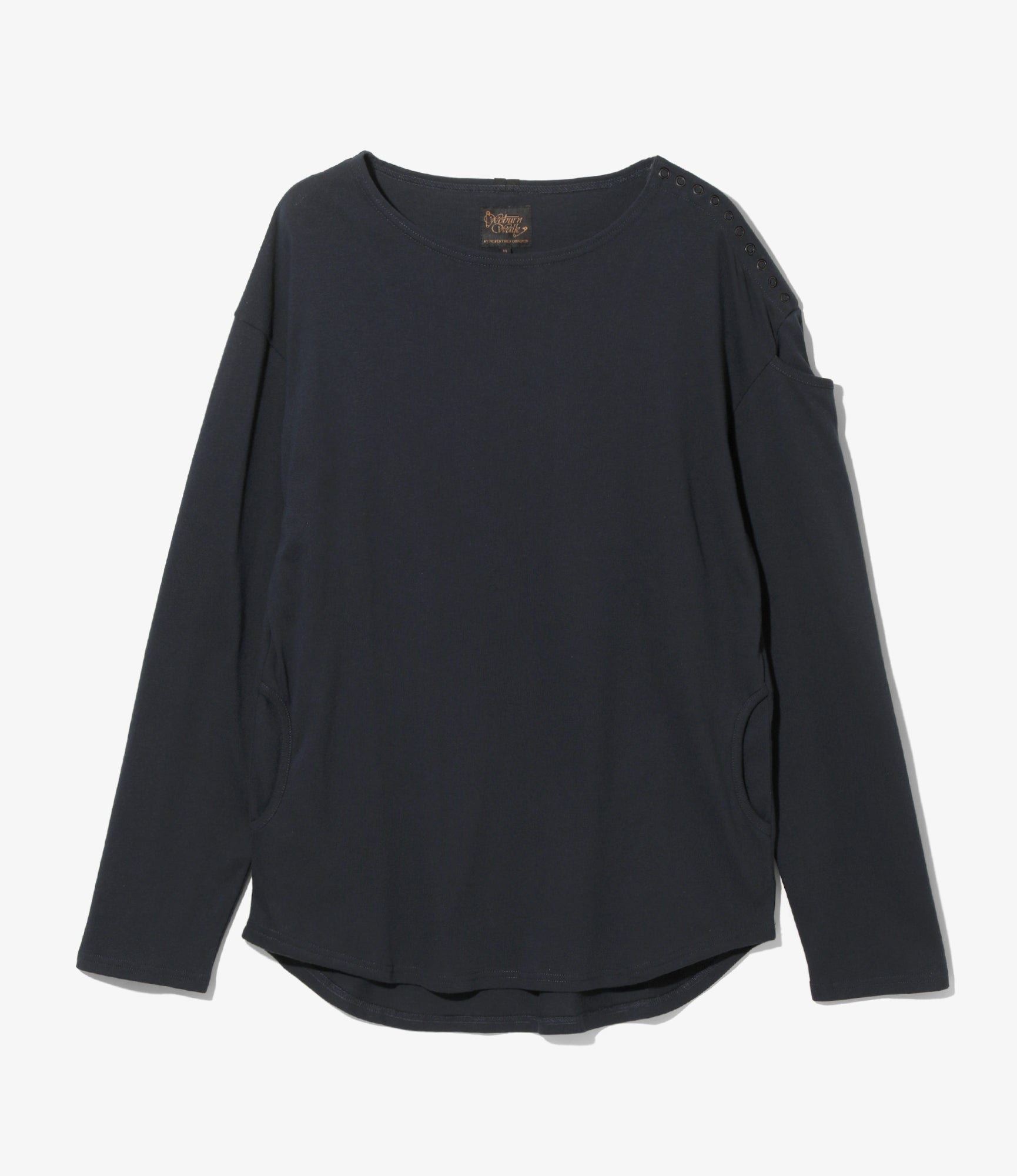 Woburn Walk Fisherman Boat Neck Shirt - Snap Shoulder - Navy – Woburn Walk – Nepenthes London