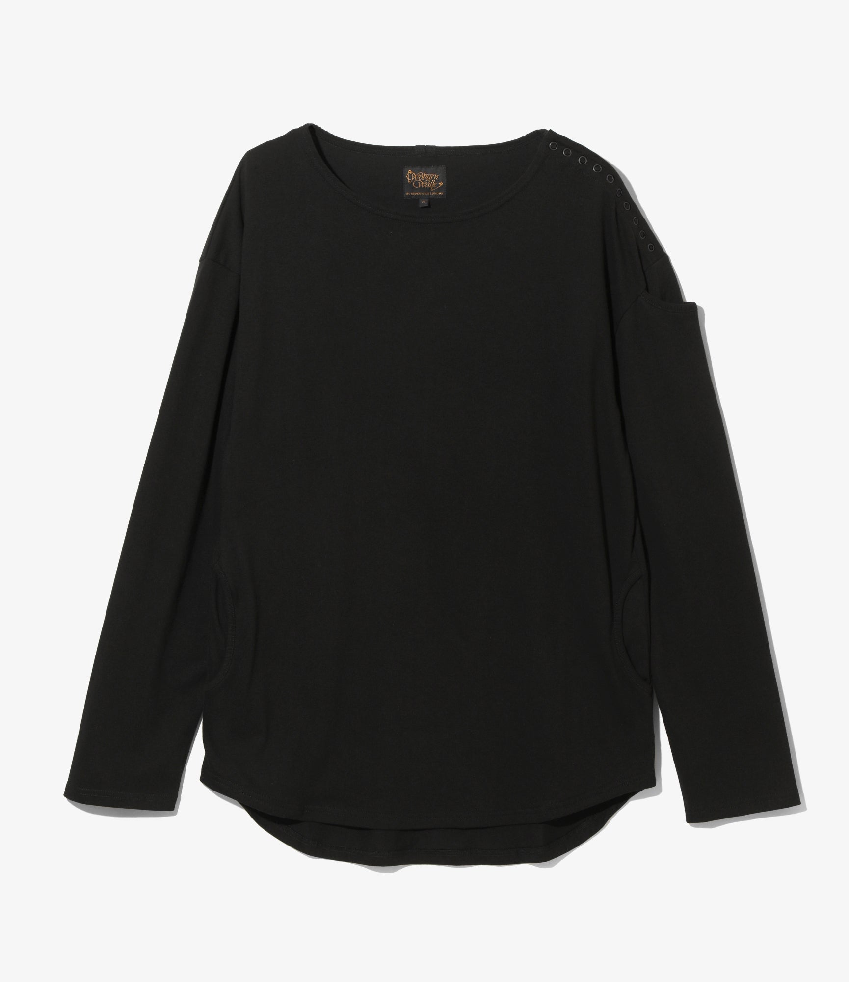 Woburn Walk Fisherman Boat Neck Shirt - Snap Shoulder - Black – Woburn Walk – Nepenthes London