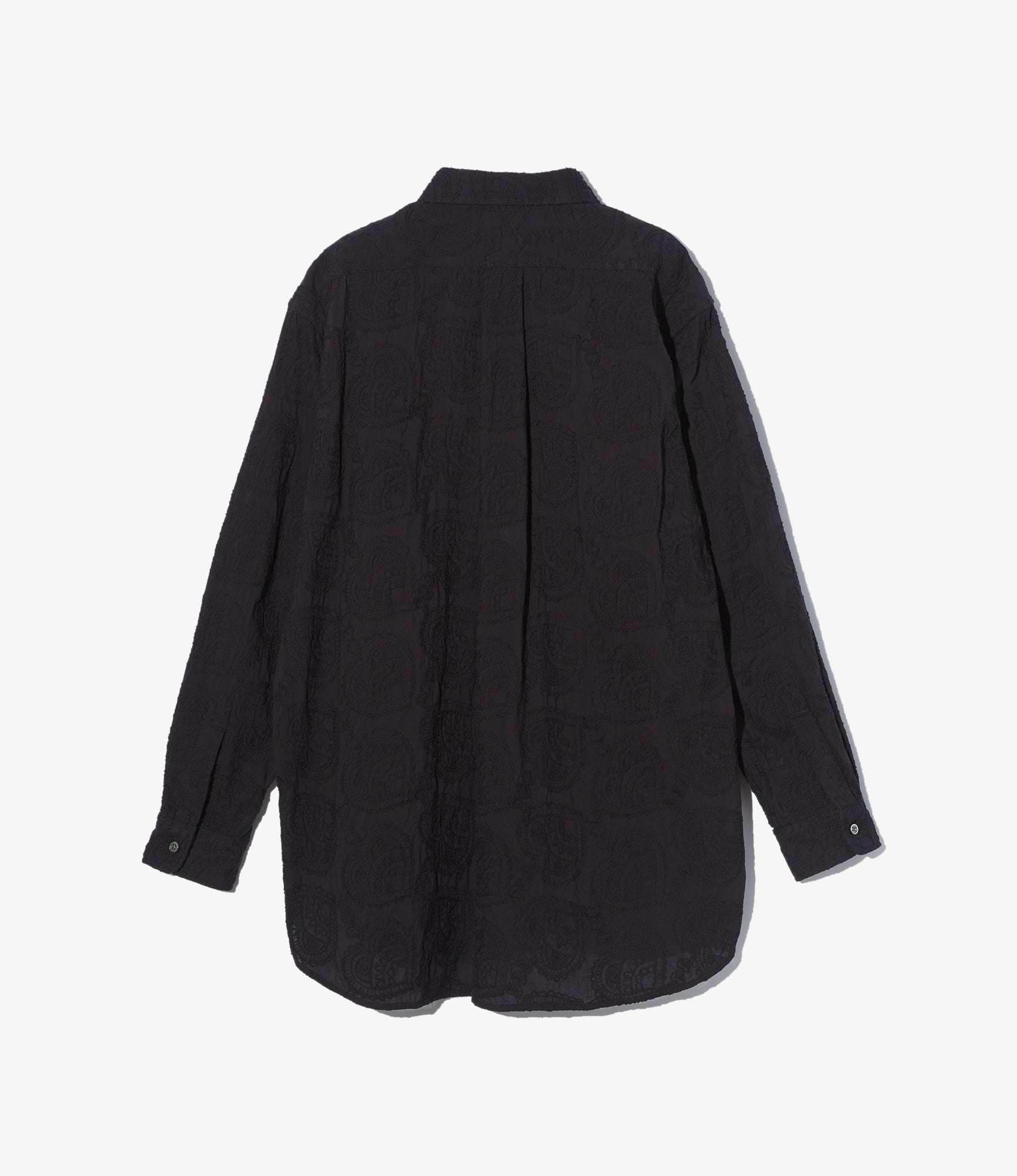 19th Century Button Down Shirt – Black Paisley Embroidered Cotton