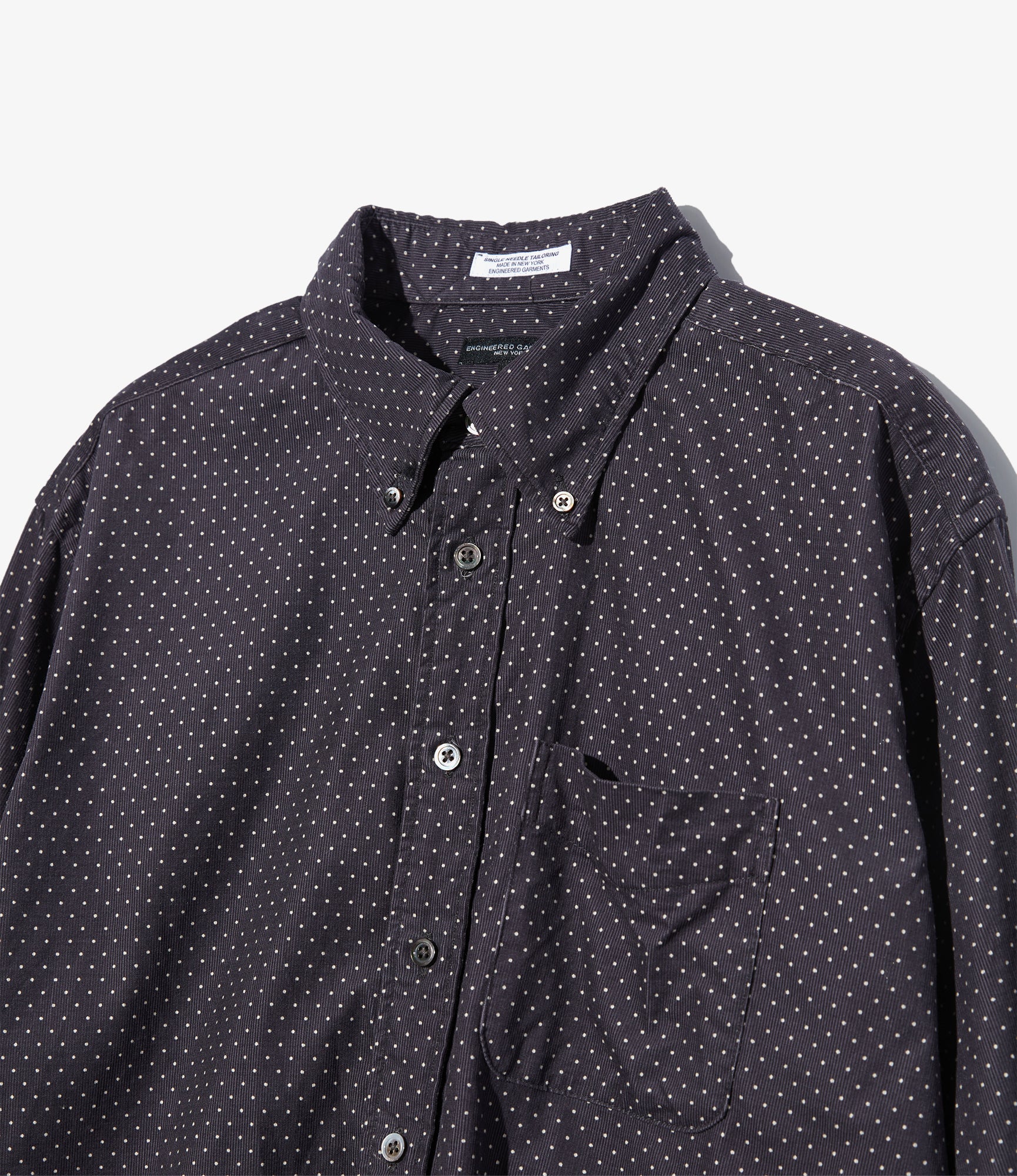 19th Century BD Shirt – Charcoal Polka Dot 21W Corduroy