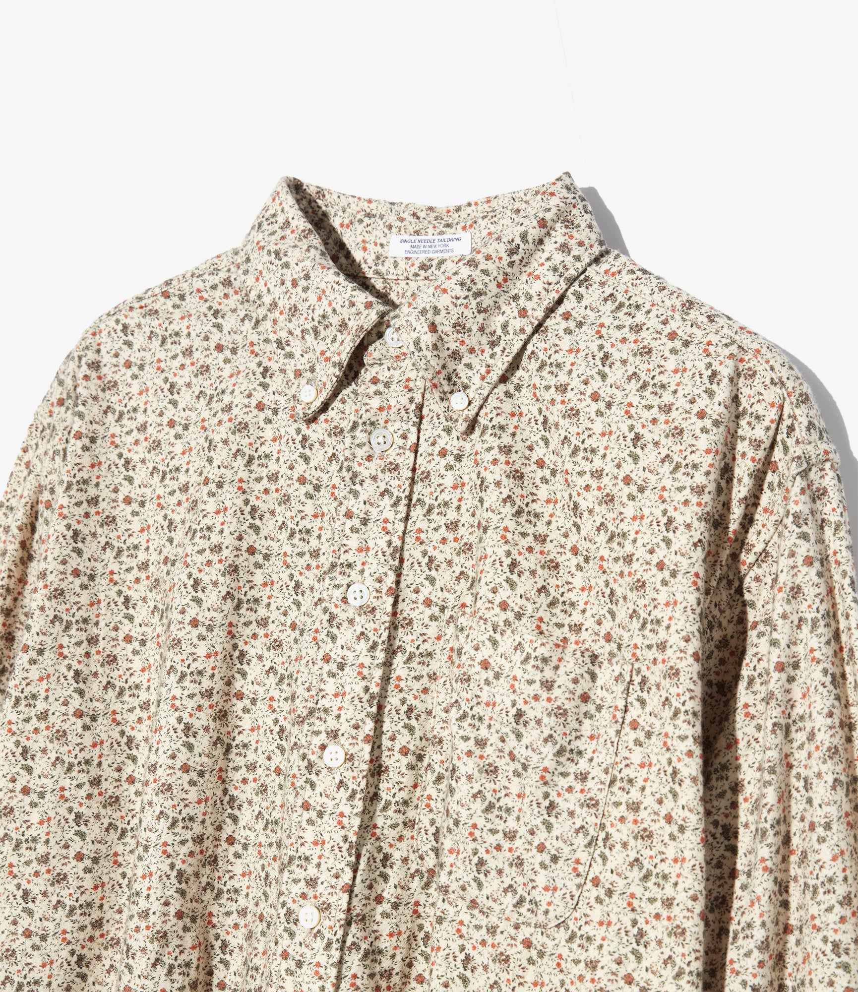 19th Century Button Down Shirt – Natural Floral Flannel
