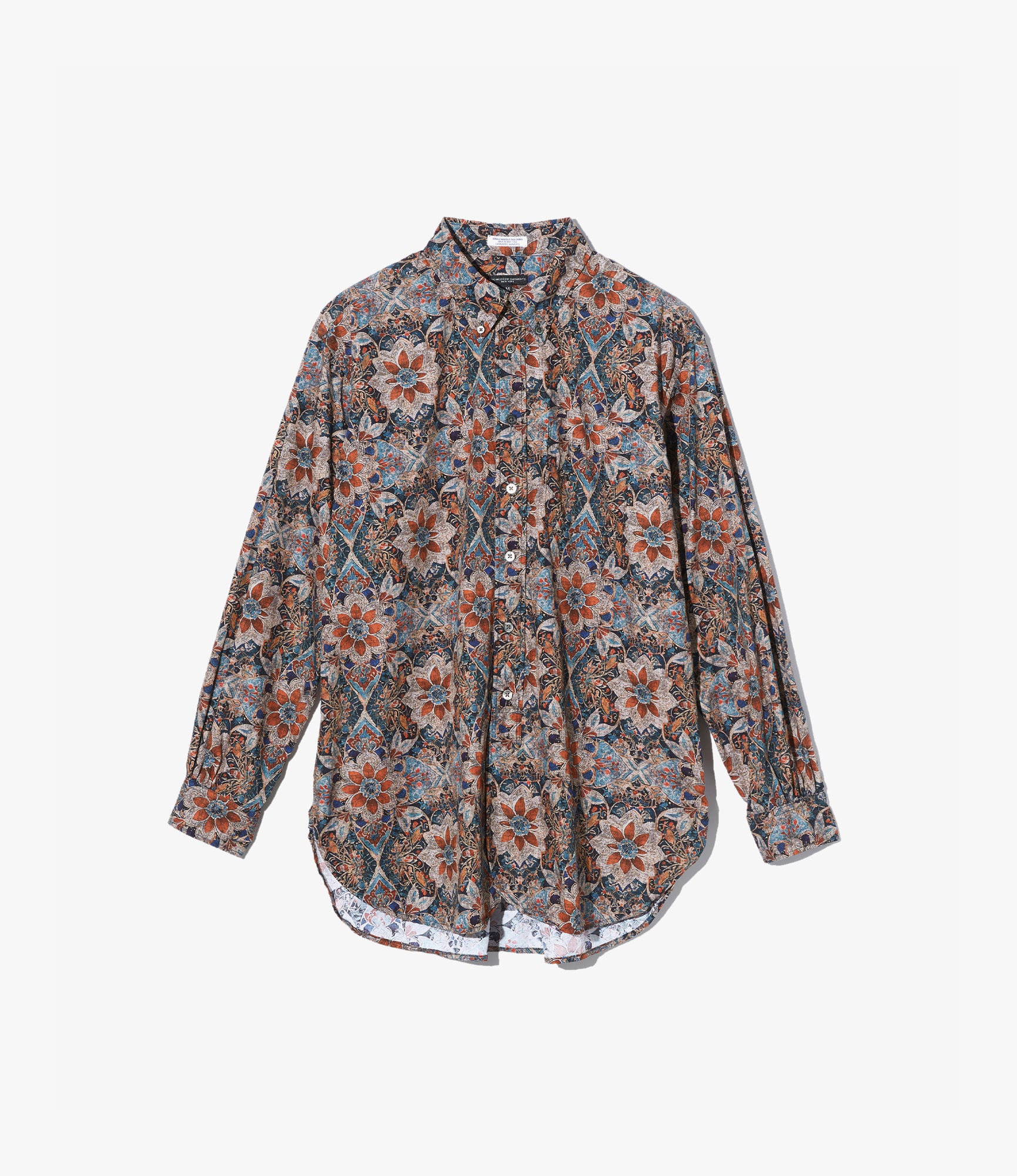 19th Century Button Down Shirt – Orange/Navy Floral Cotton Lawn