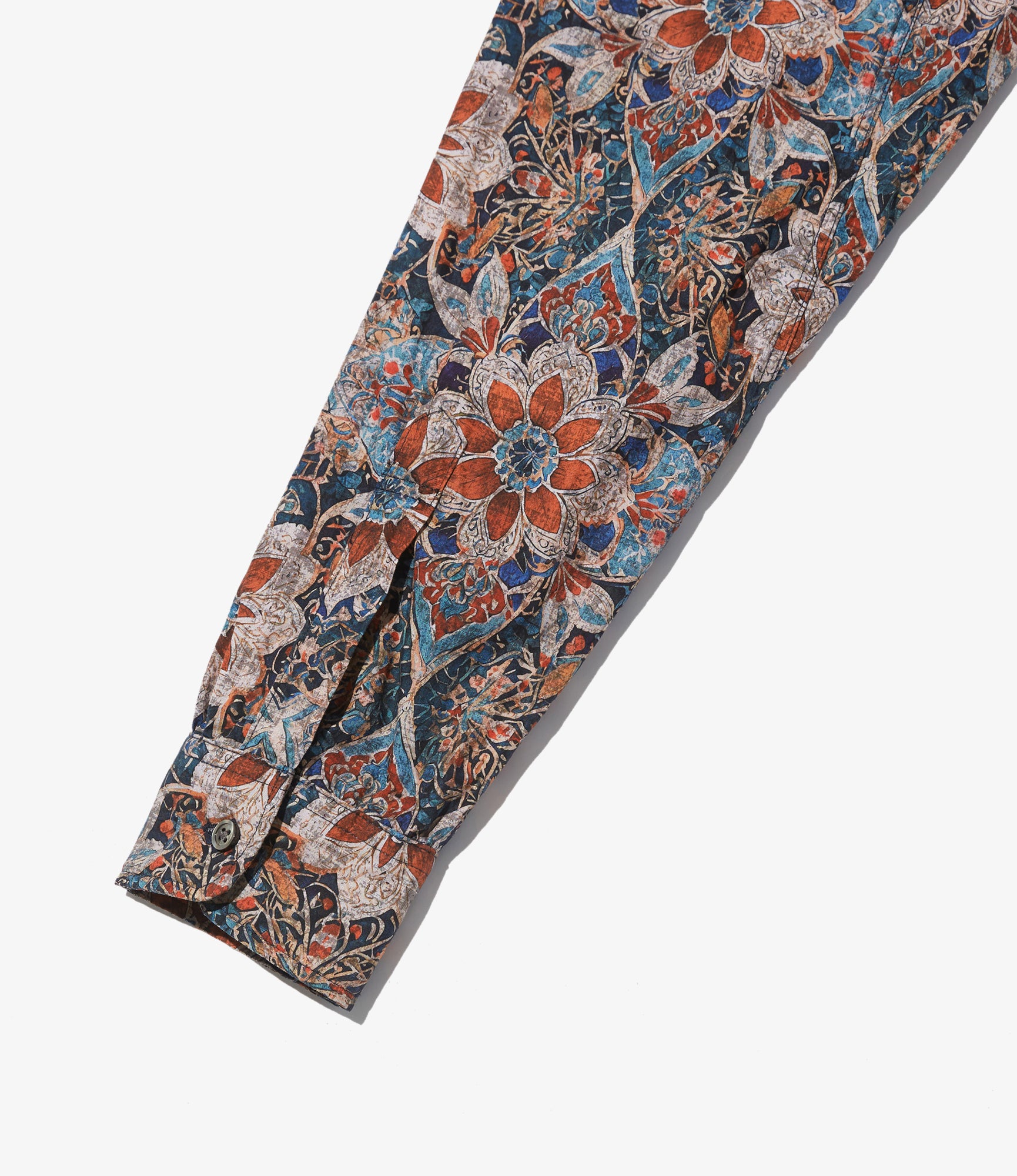 19th Century Button Down Shirt – Orange/Navy Floral Cotton Lawn