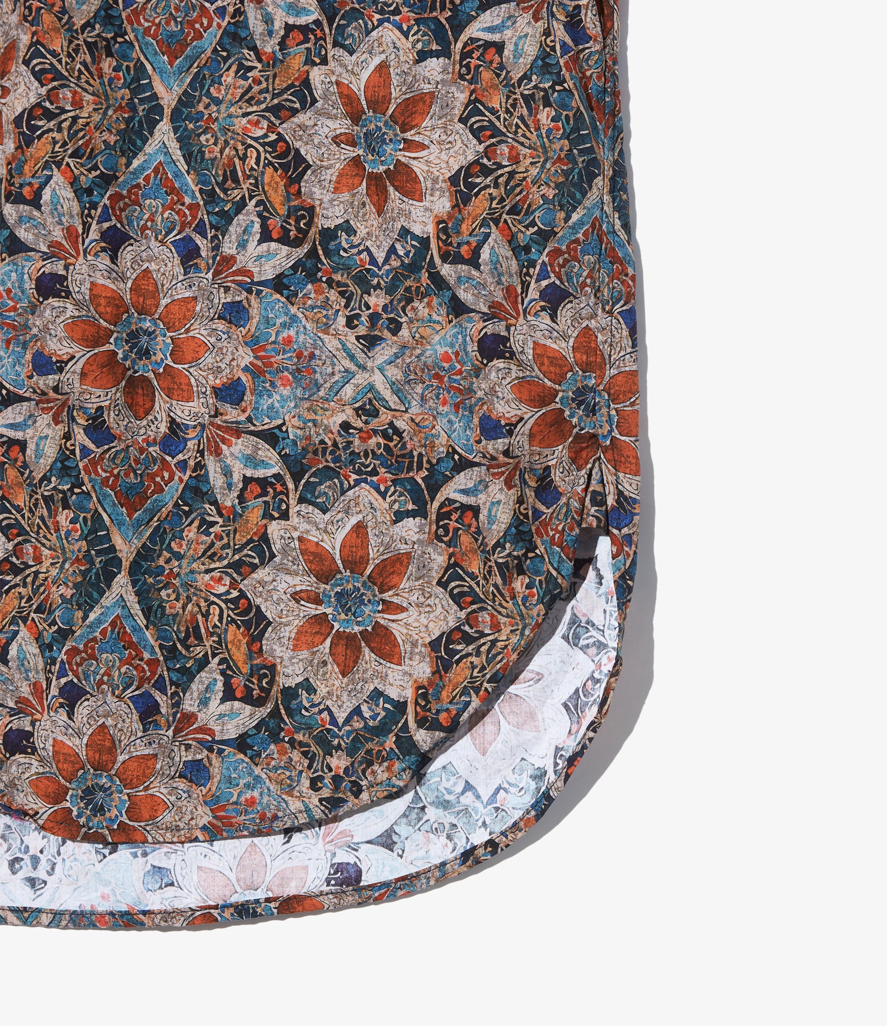 19th Century Button Down Shirt – Orange/Navy Floral Cotton Lawn