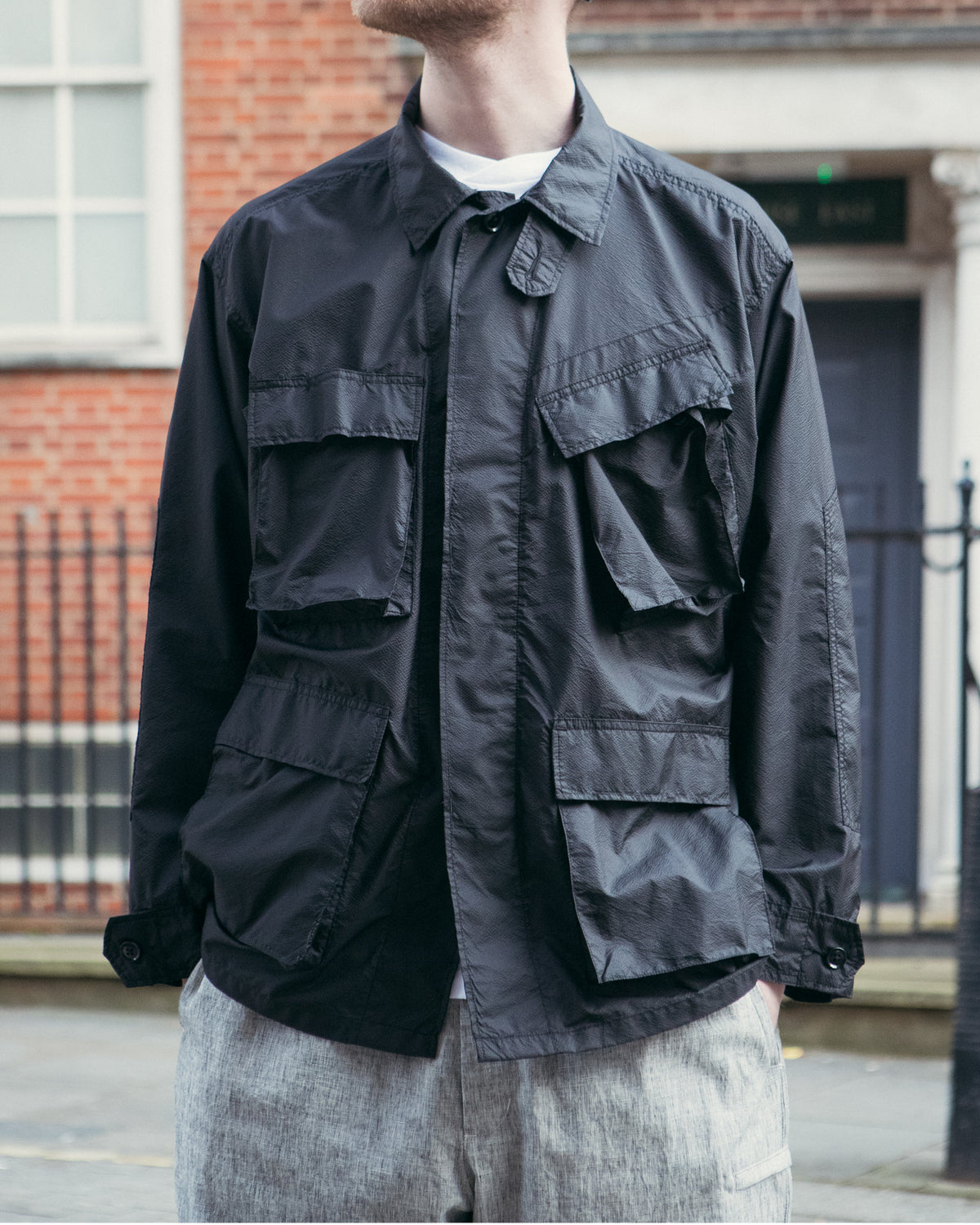 BDU Jacket – Black Micro Ripstop Nylon | Engineered Garments 