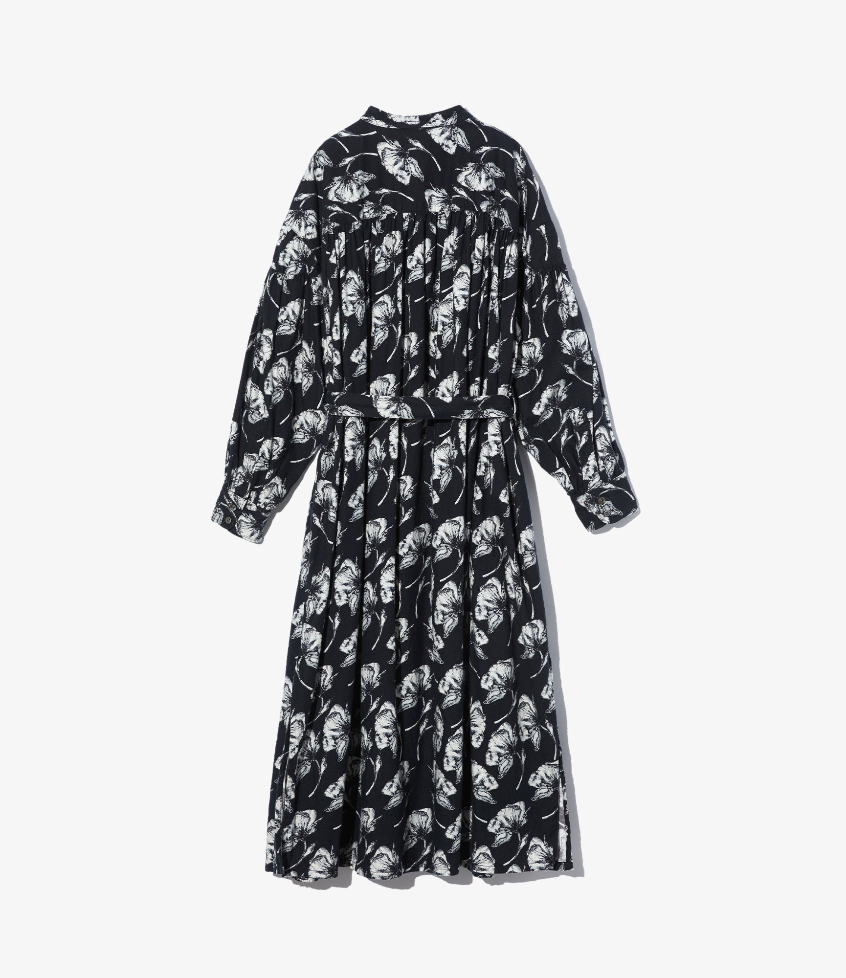 Banded Painter Dress – Black/White Floral Brushed Cotton