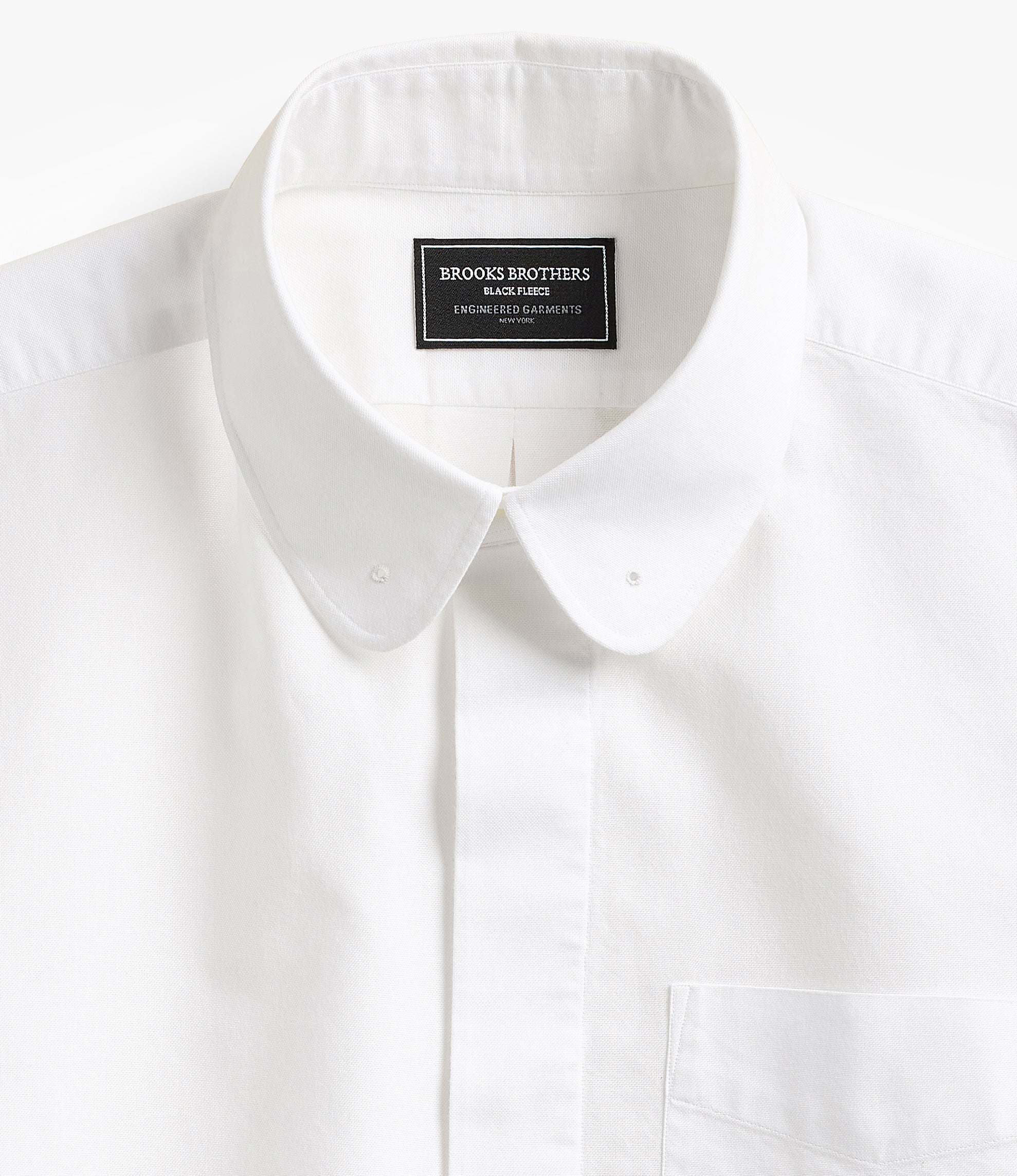 Oversized Round Collar Pinhole Shirt – White Oxford