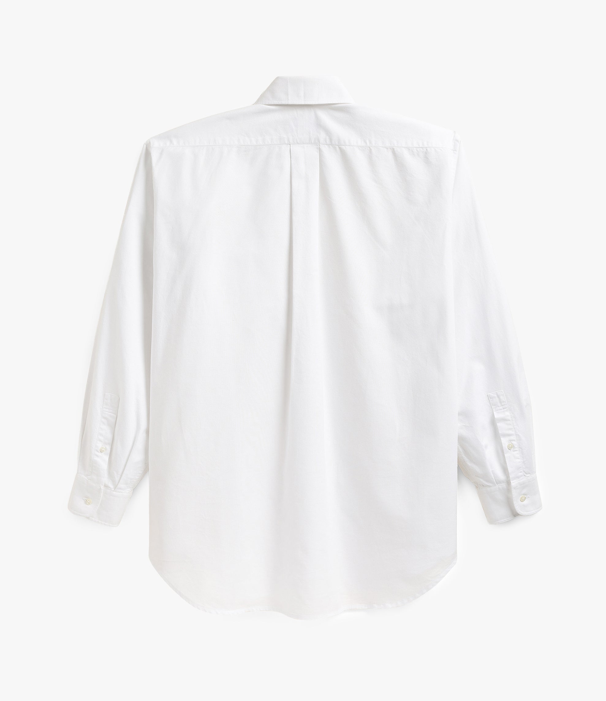 Oversized Round Collar Pinhole Shirt – White Oxford
