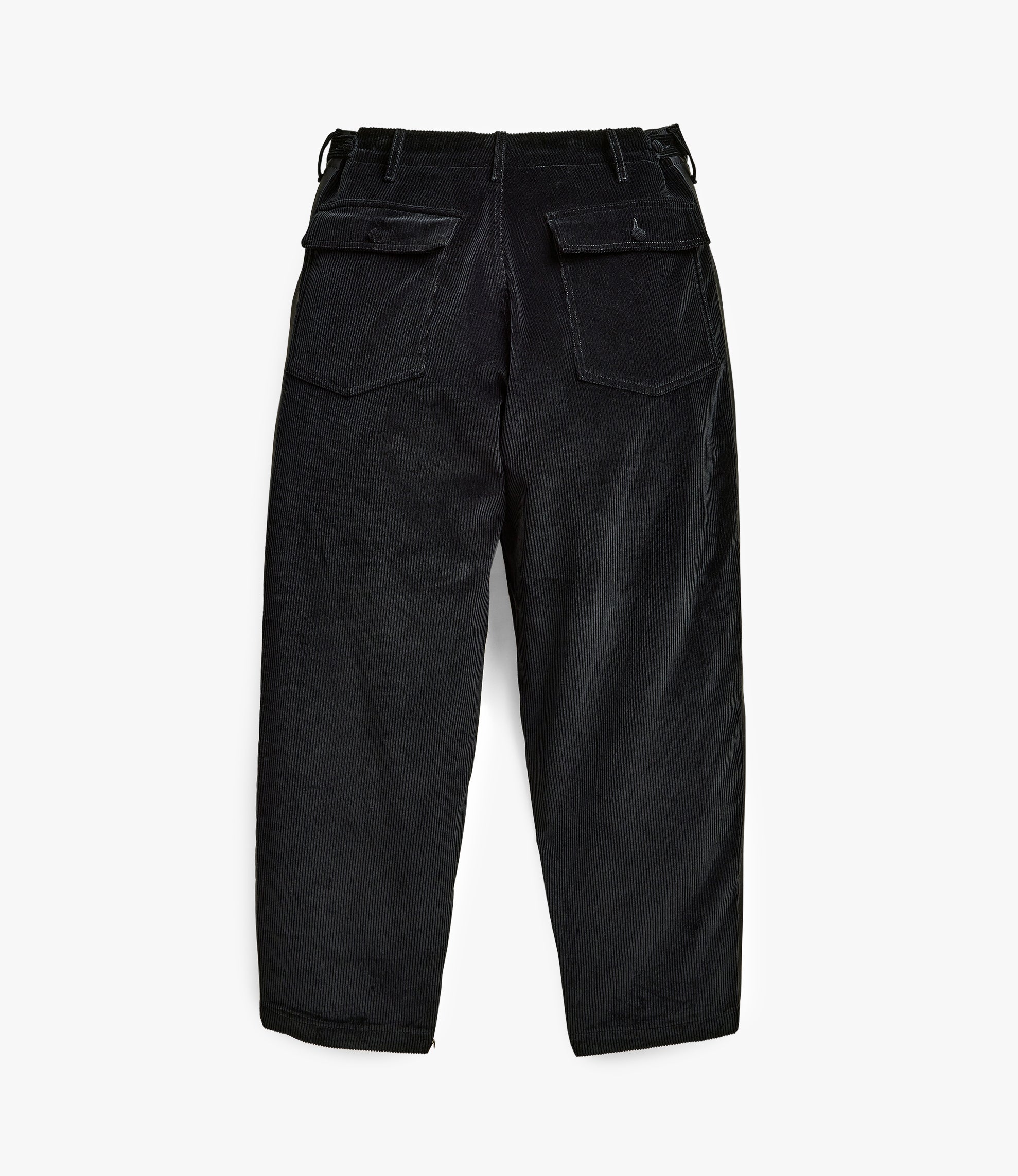 Side Stripe Wide Fatigue Pant – Black Corduroy