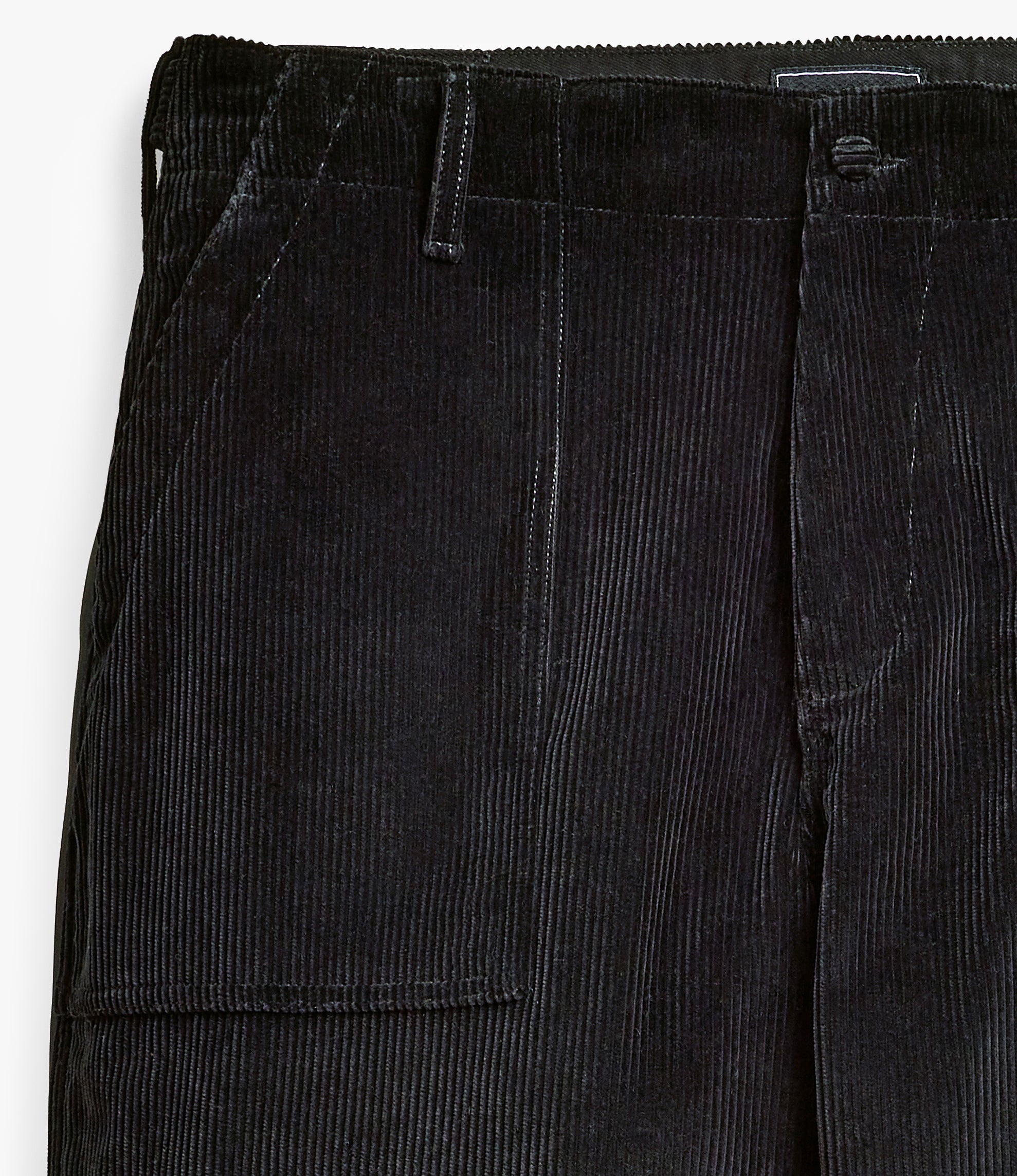 Side Stripe Wide Fatigue Pant – Black Corduroy