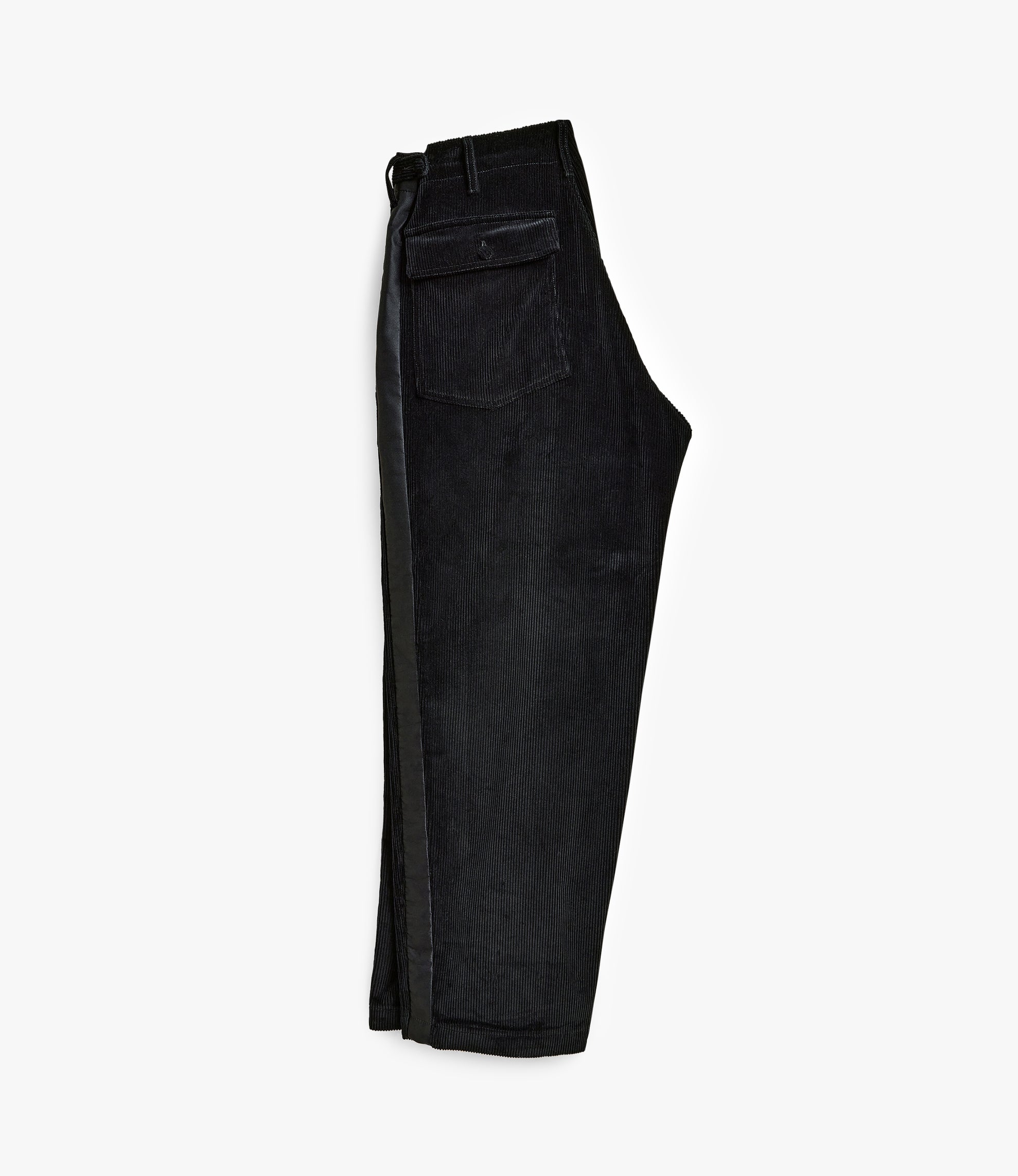 Side Stripe Wide Fatigue Pant – Black Corduroy