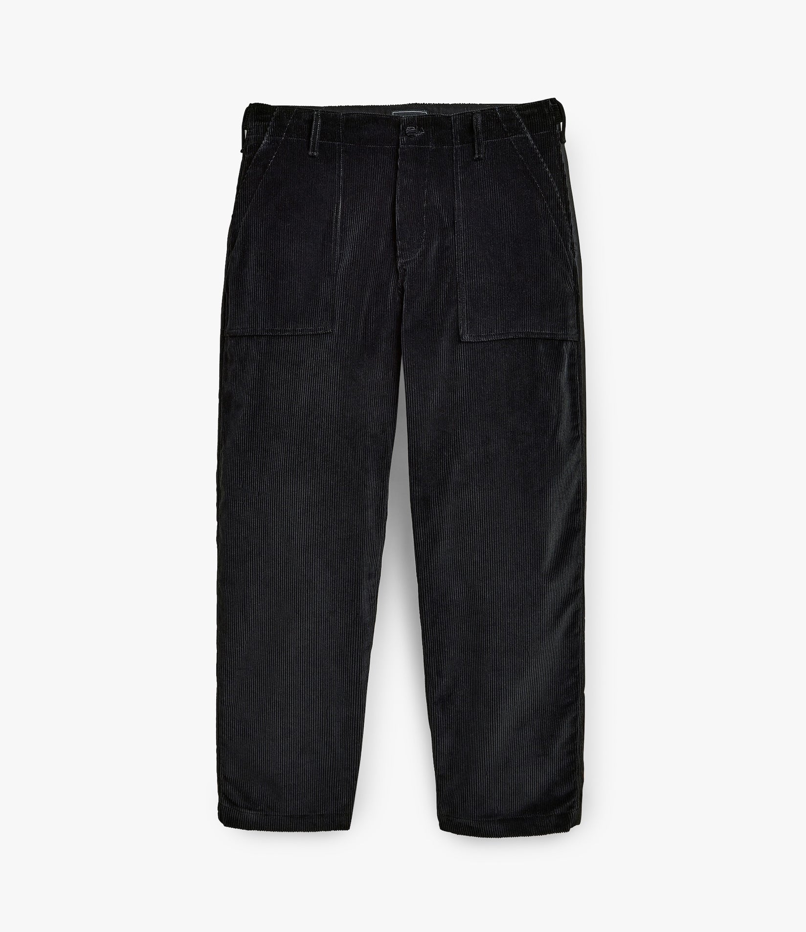 Side Stripe Wide Fatigue Pant – Black Corduroy