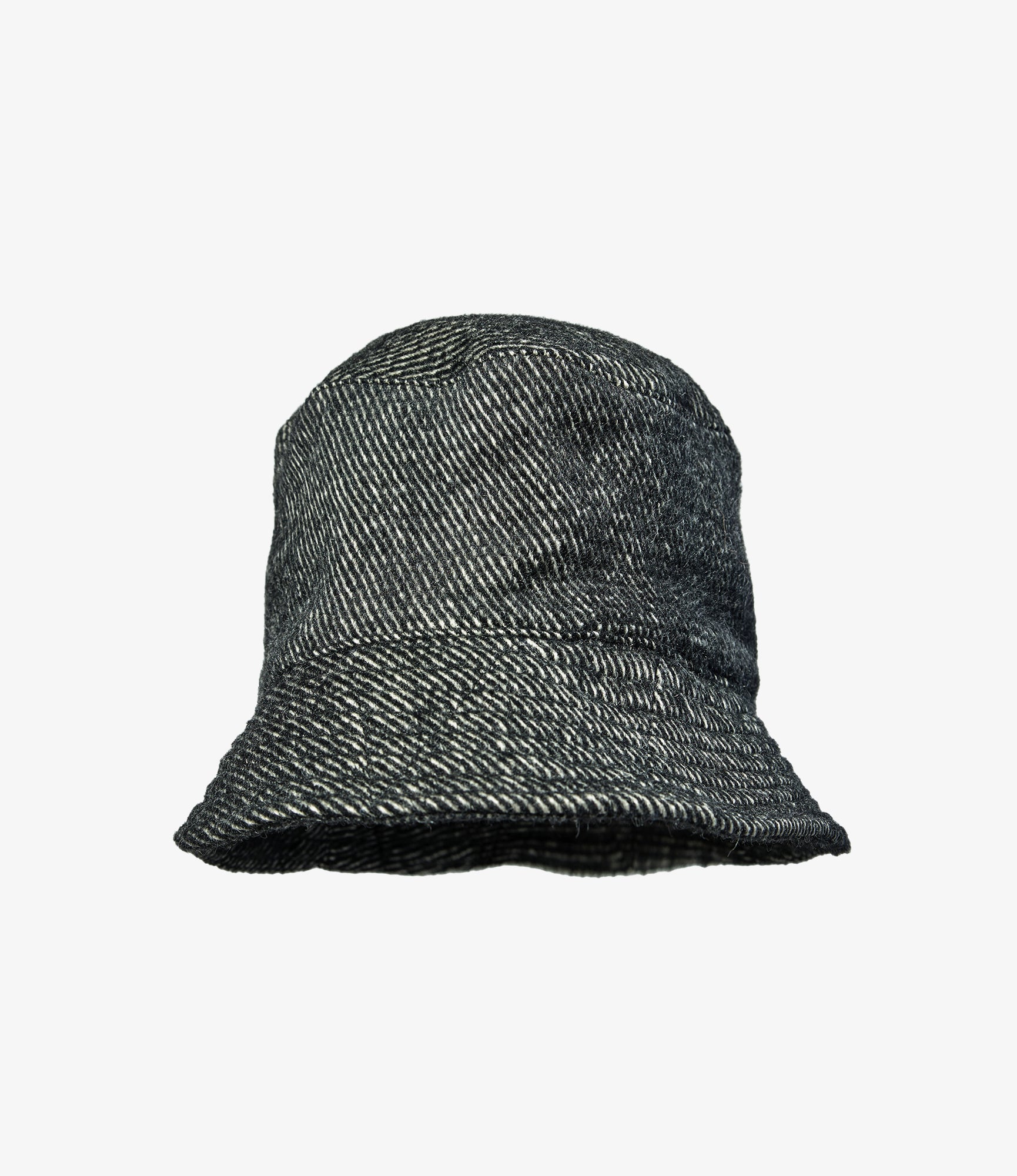 Bucket Hat – Black Shaggy Wool Twill