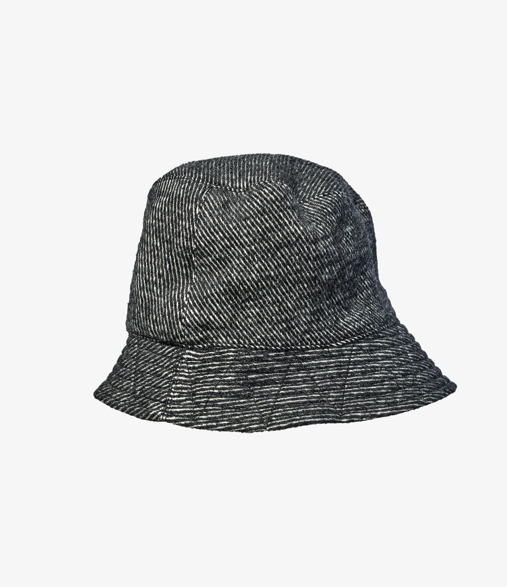 Bucket Hat – Black Shaggy Wool Twill