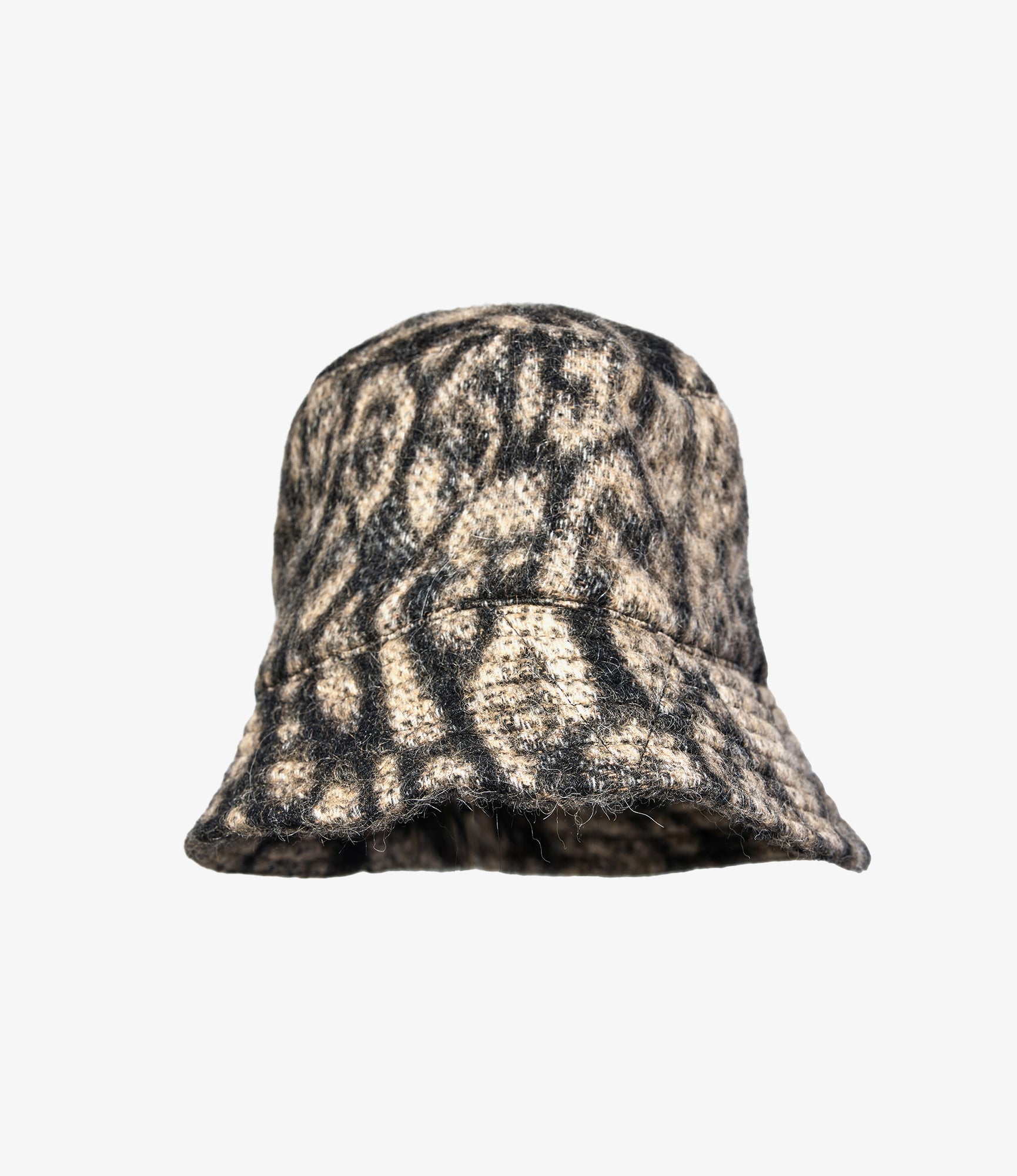 Bucket Hat – Brown Leopard Jacquard Wool
