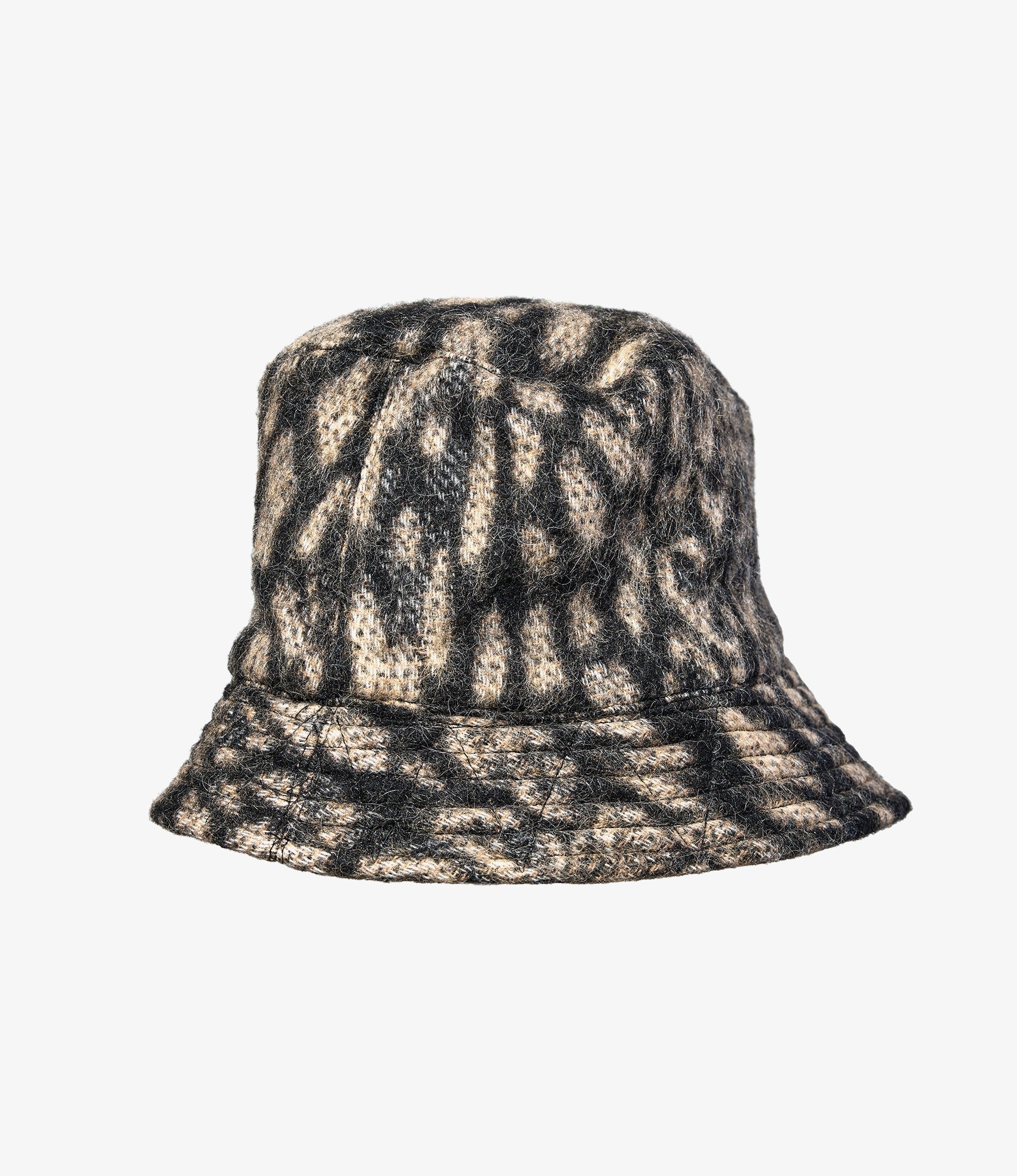 Bucket Hat – Brown Leopard Jacquard Wool