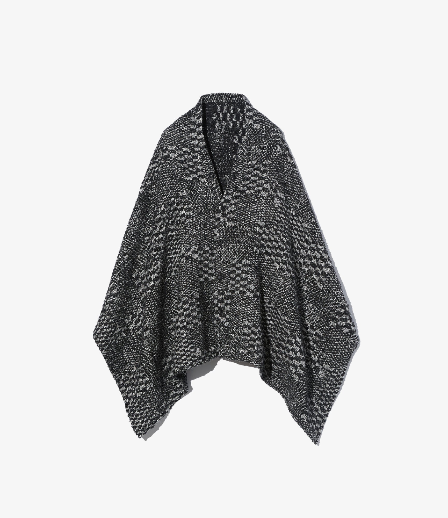 Button Shawl – Black/White Block Jacquard
