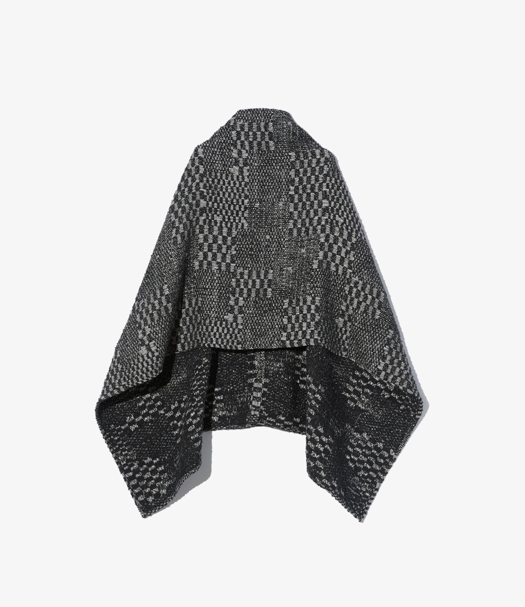 Button Shawl – Black/White Block Jacquard