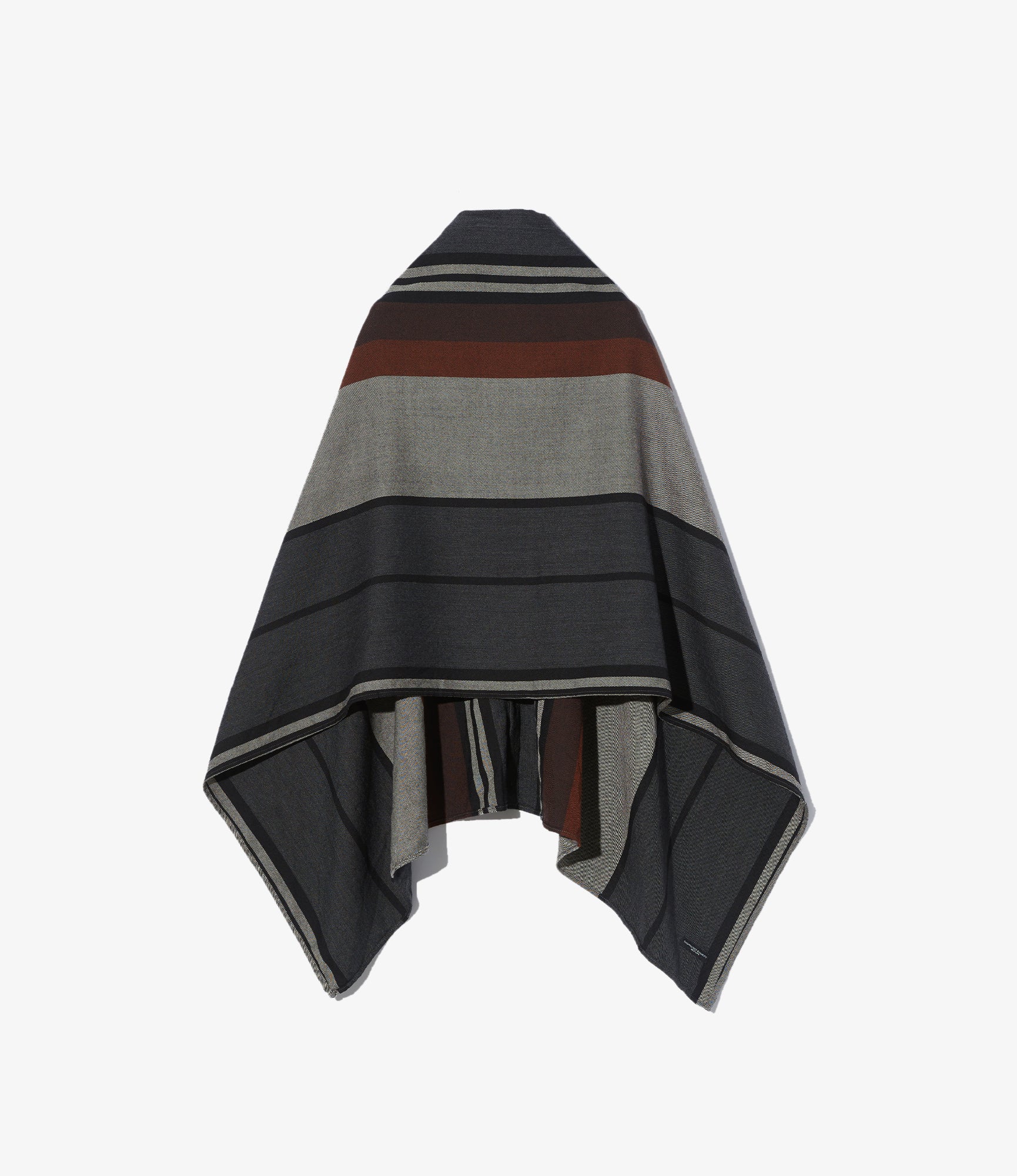 Button Shawl – Multicolour Striped Worsted Wool