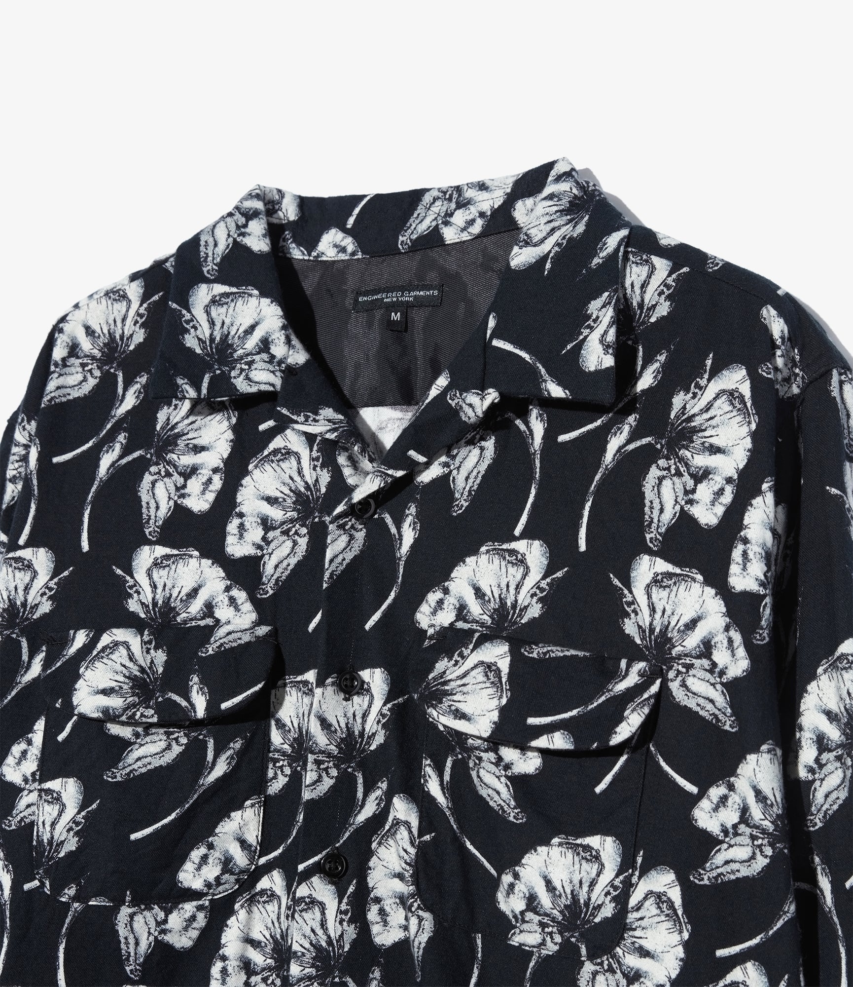 Classic Shirt – Black/White Floral Brushed Cotton