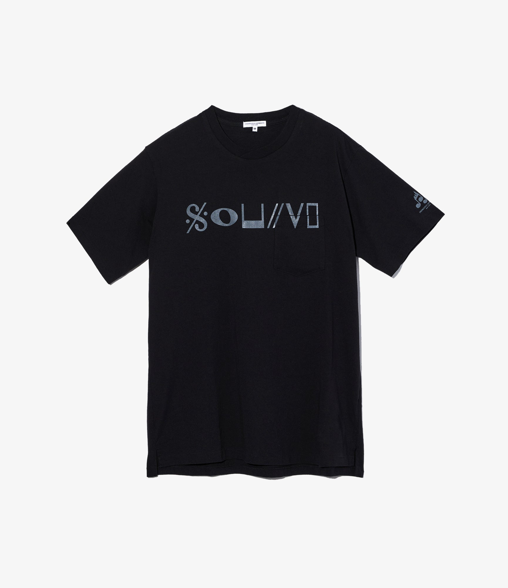 Cross Neck T-Shirt – Black 'Sound' Print