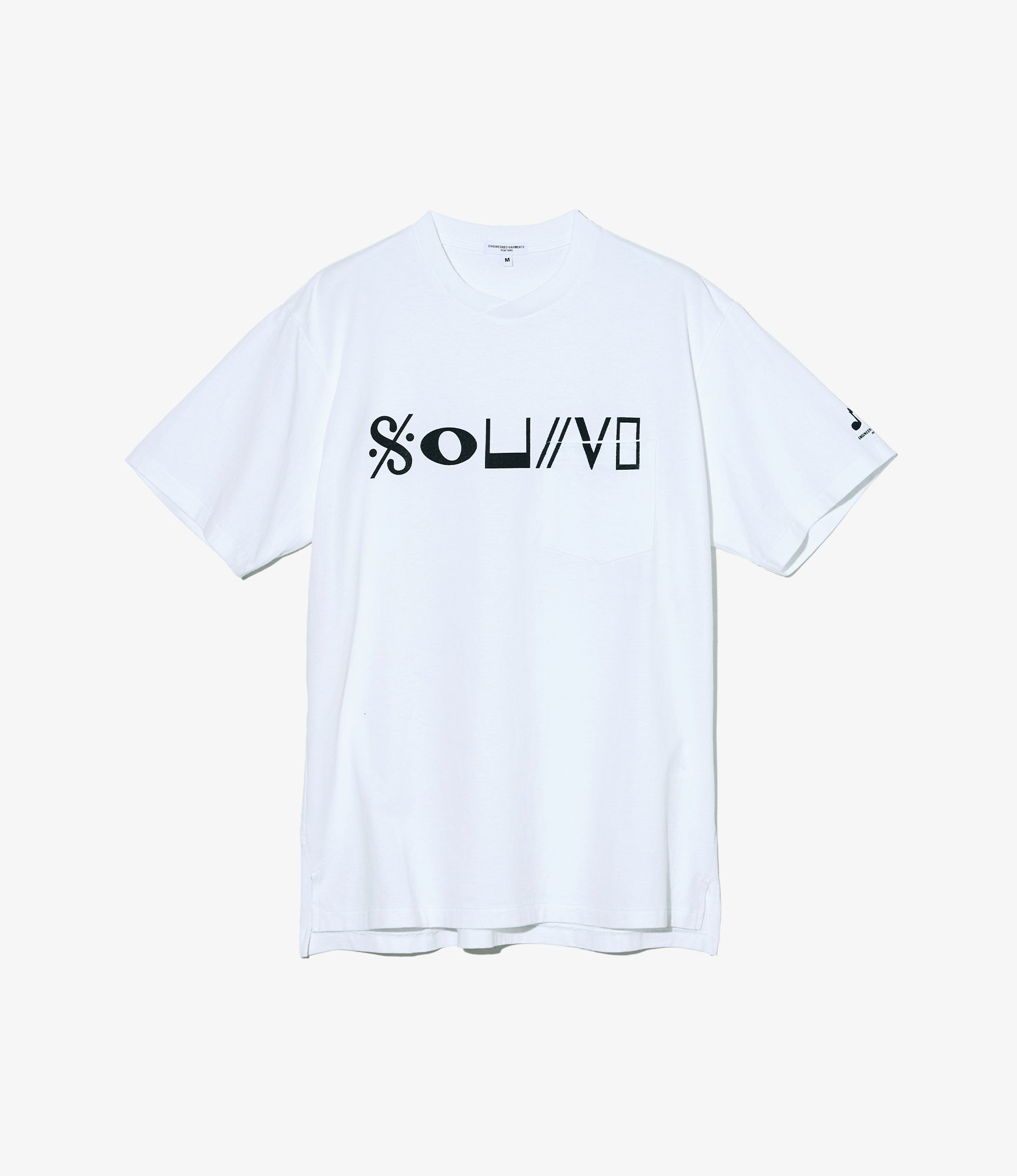Cross Neck T-Shirt – White 'Sound' Print