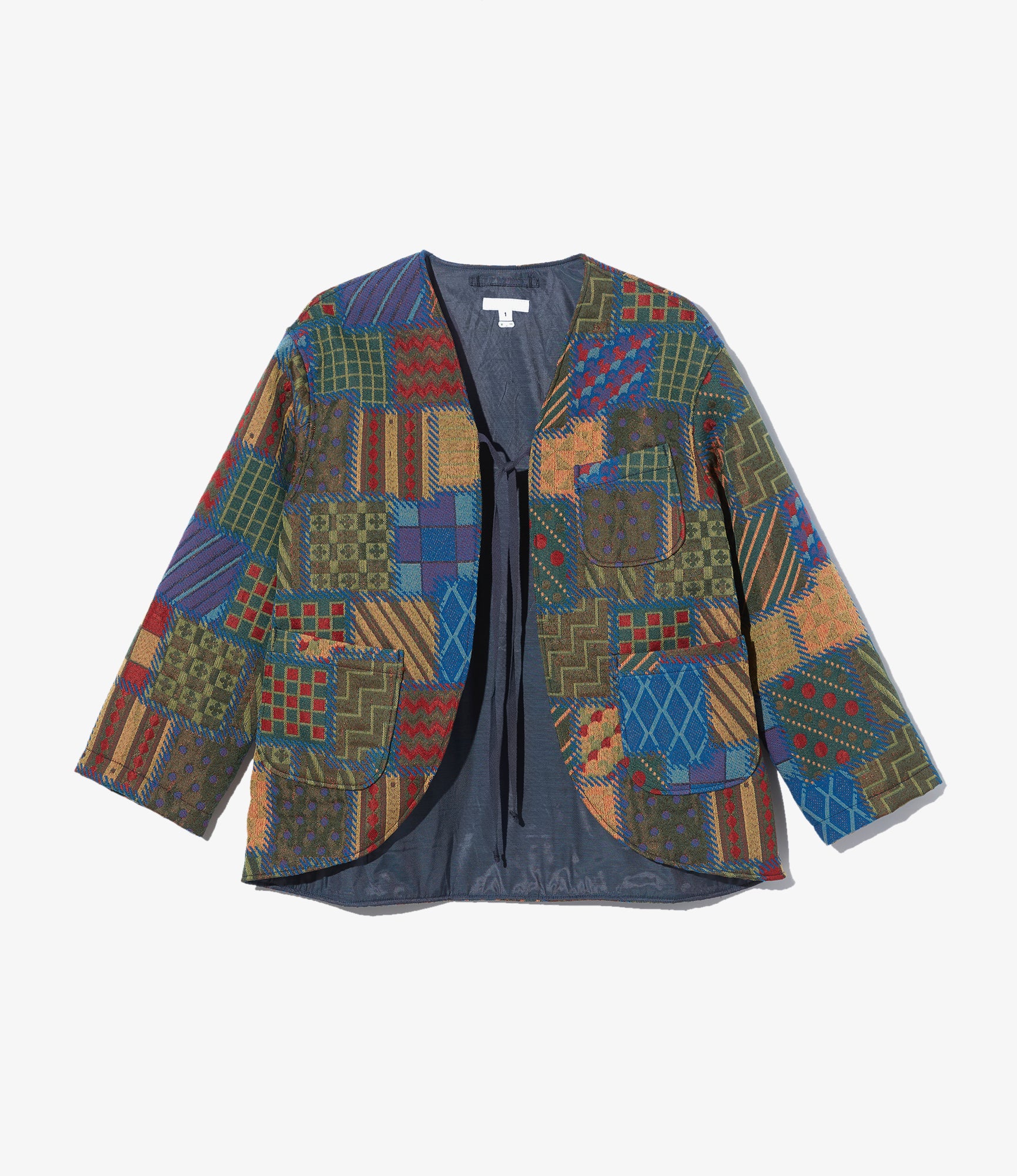 Cutaway Jacket – Multicolour Geometric Jacquard Wool