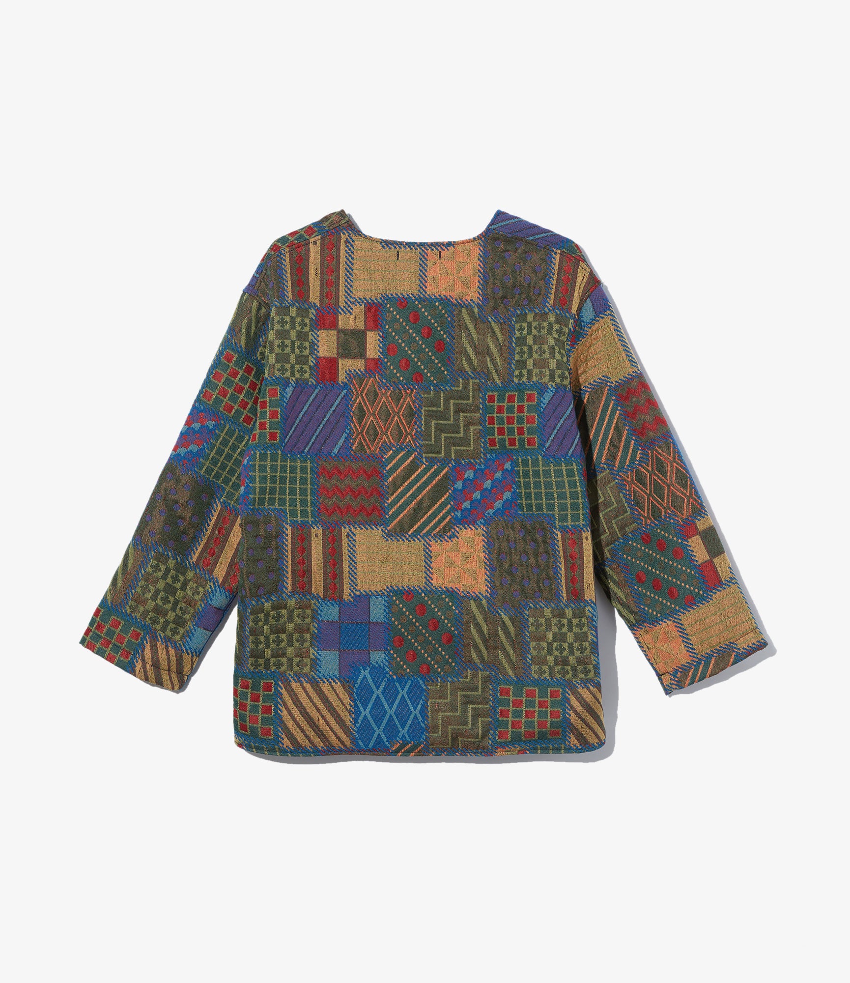 Cutaway Jacket – Multicolour Geometric Jacquard Wool