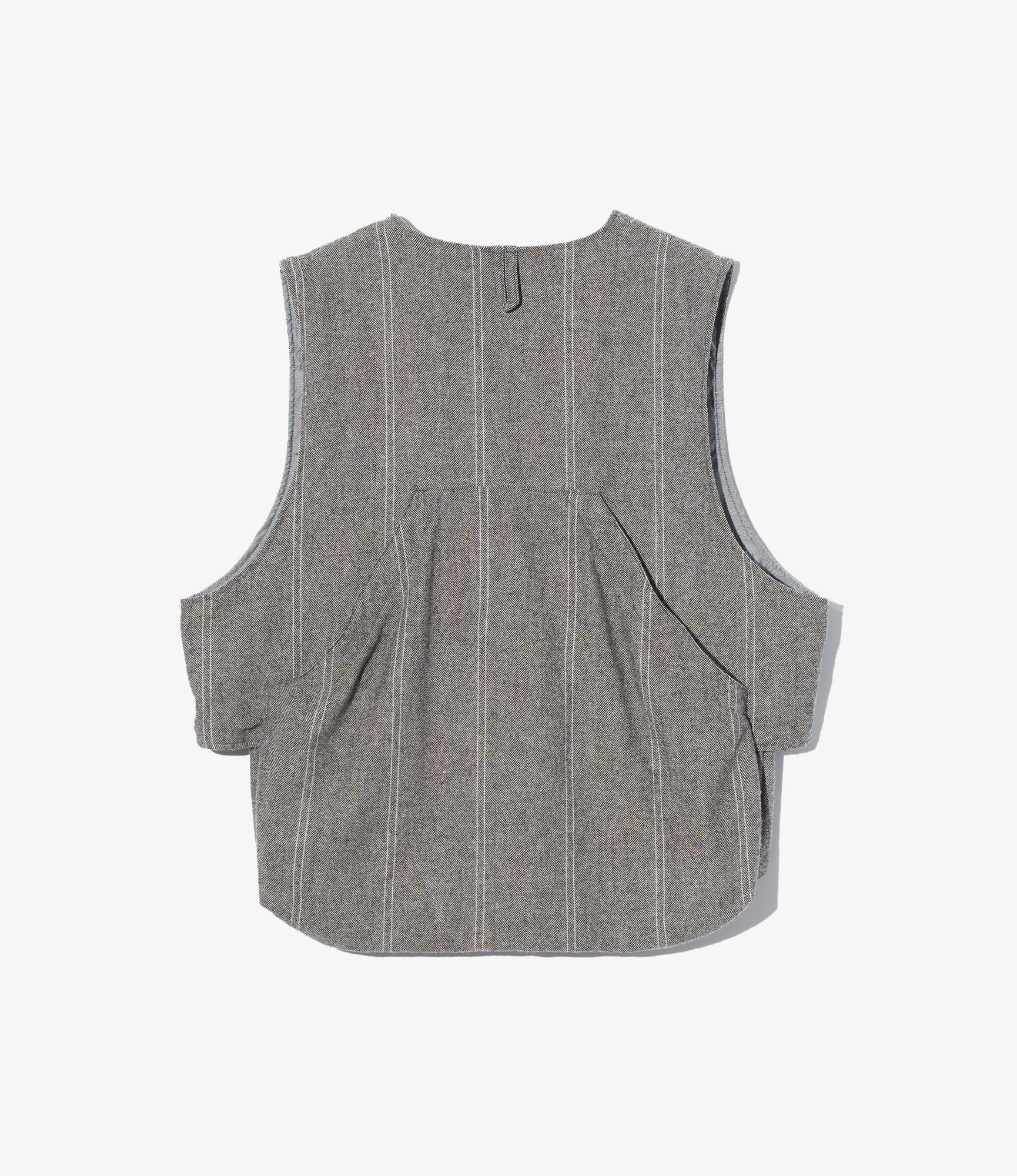 Fowl Vest – Light Grey Striped Herringbone Wool