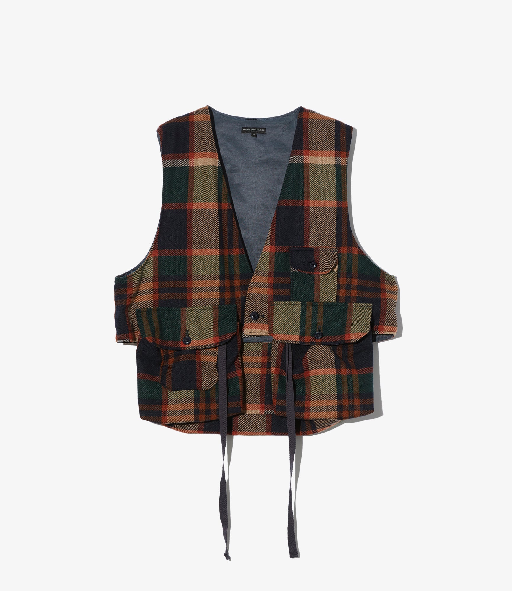 Fowl Vest – Navy/Brown Plaid Wool