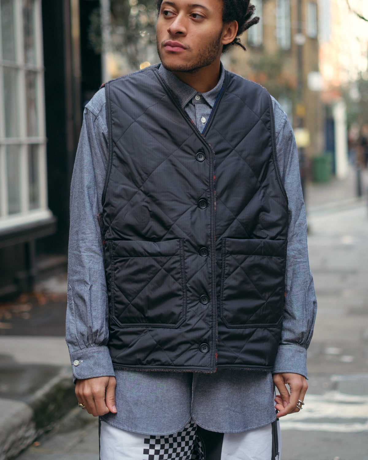 Reversible Vest – Mixed Argyle Wool | Engineered Garments × Howlin 