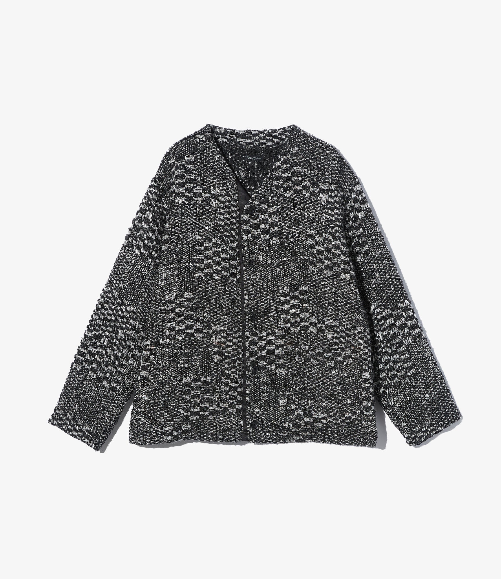 Knit Cardigan – Black/White Block Jacquard
