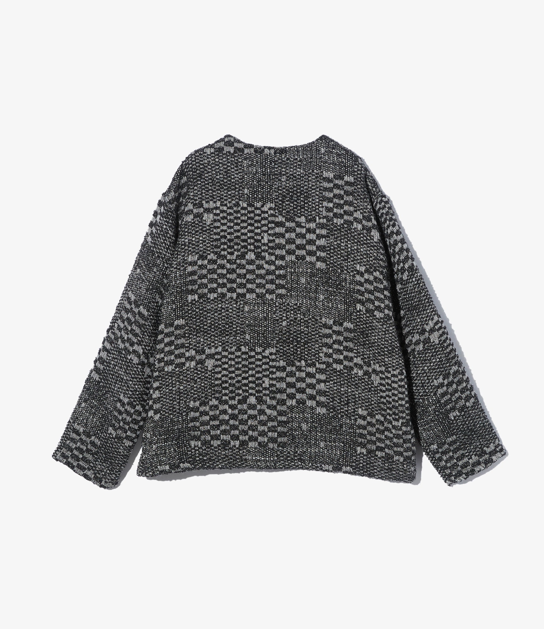 Knit Cardigan – Black/White Block Jacquard