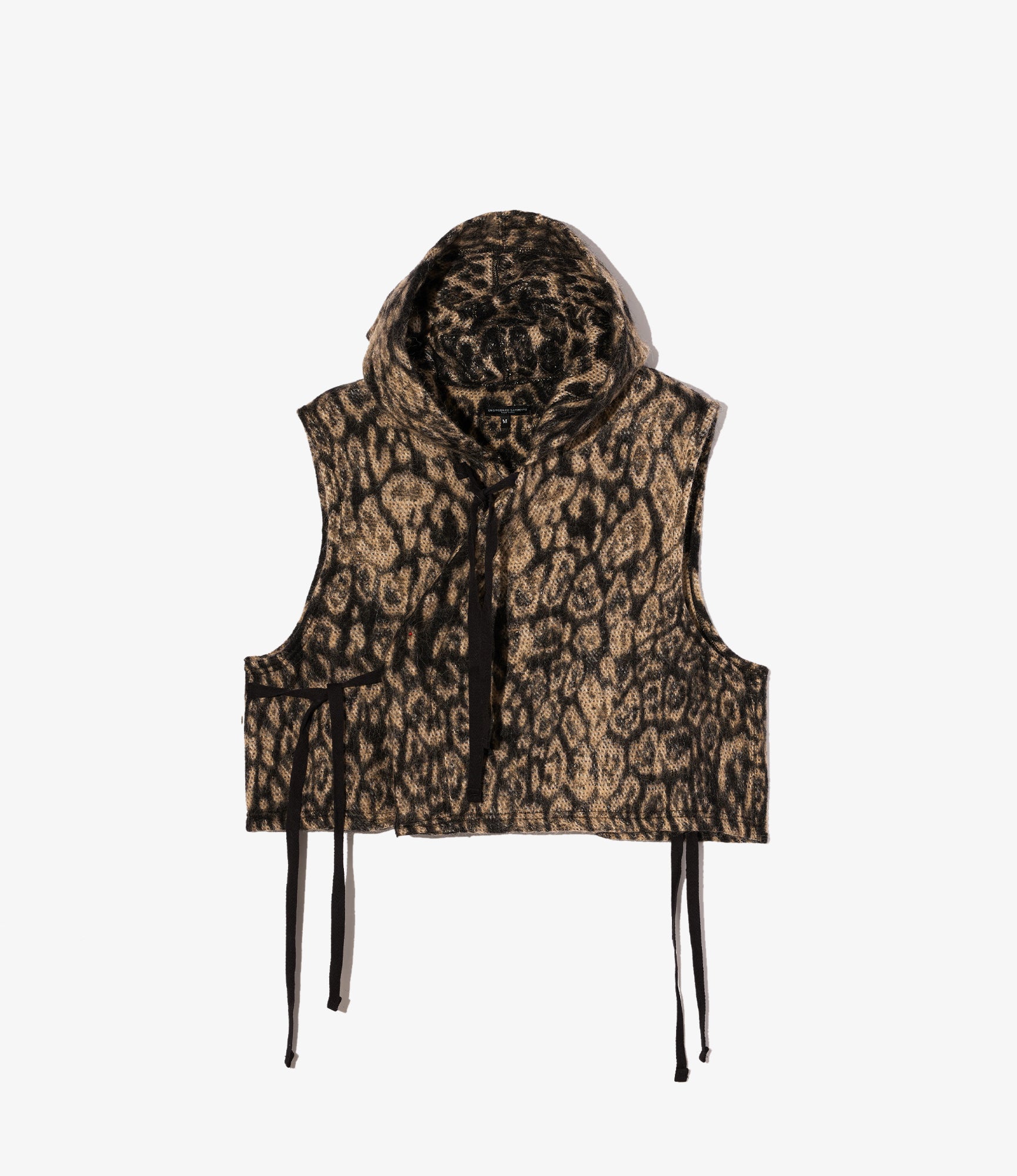 Knit Wrap Vest – Brown Leopard Jacquard Wool