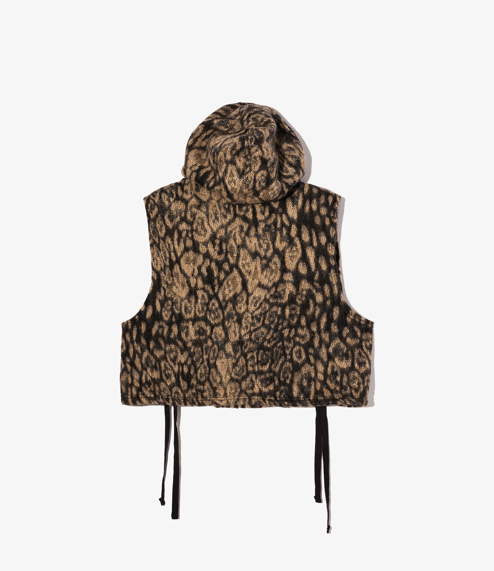 Knit Wrap Vest – Brown Leopard Jacquard Wool