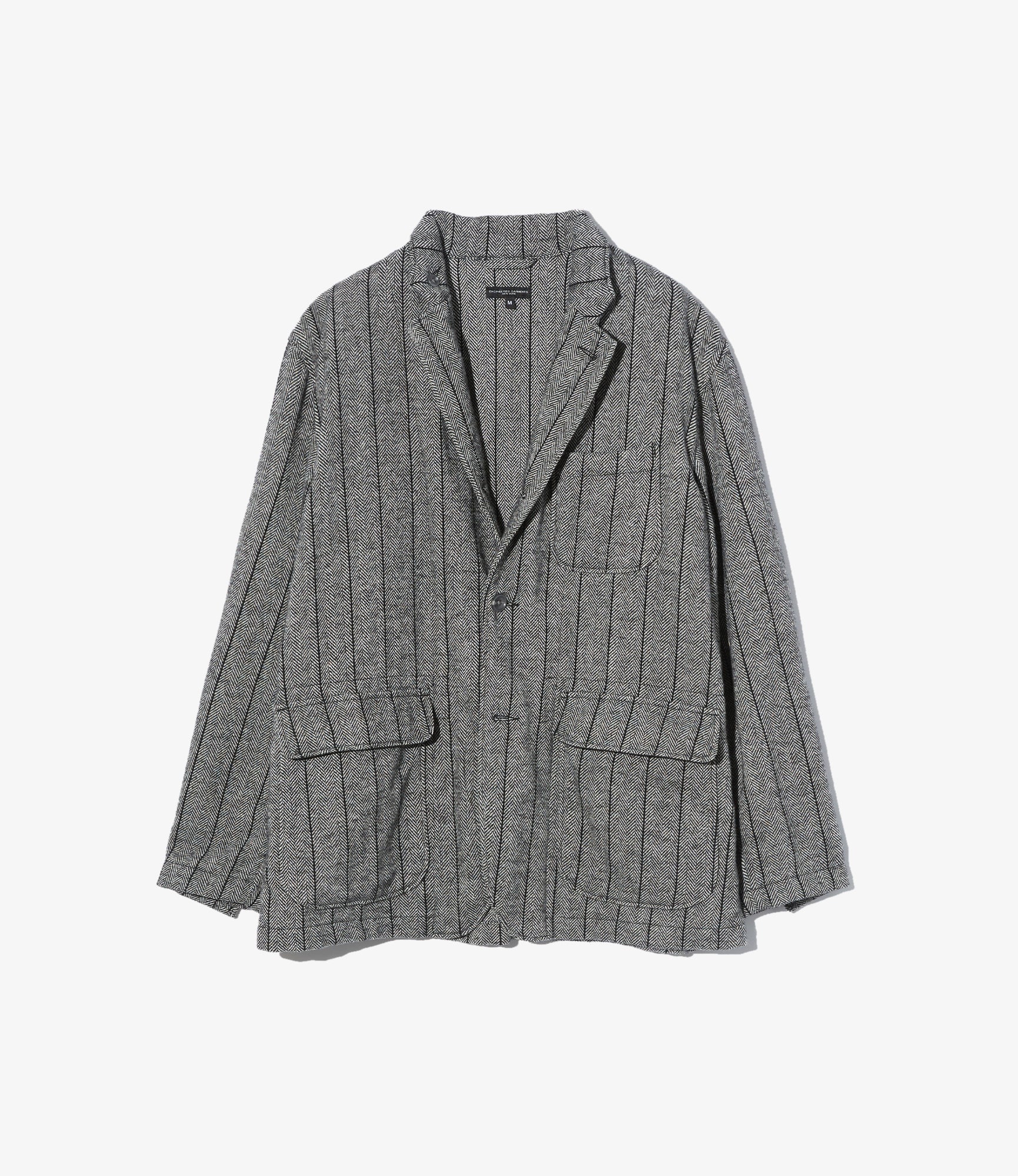 Loiter Jacket – Dark Grey Striped Herringbone Wool