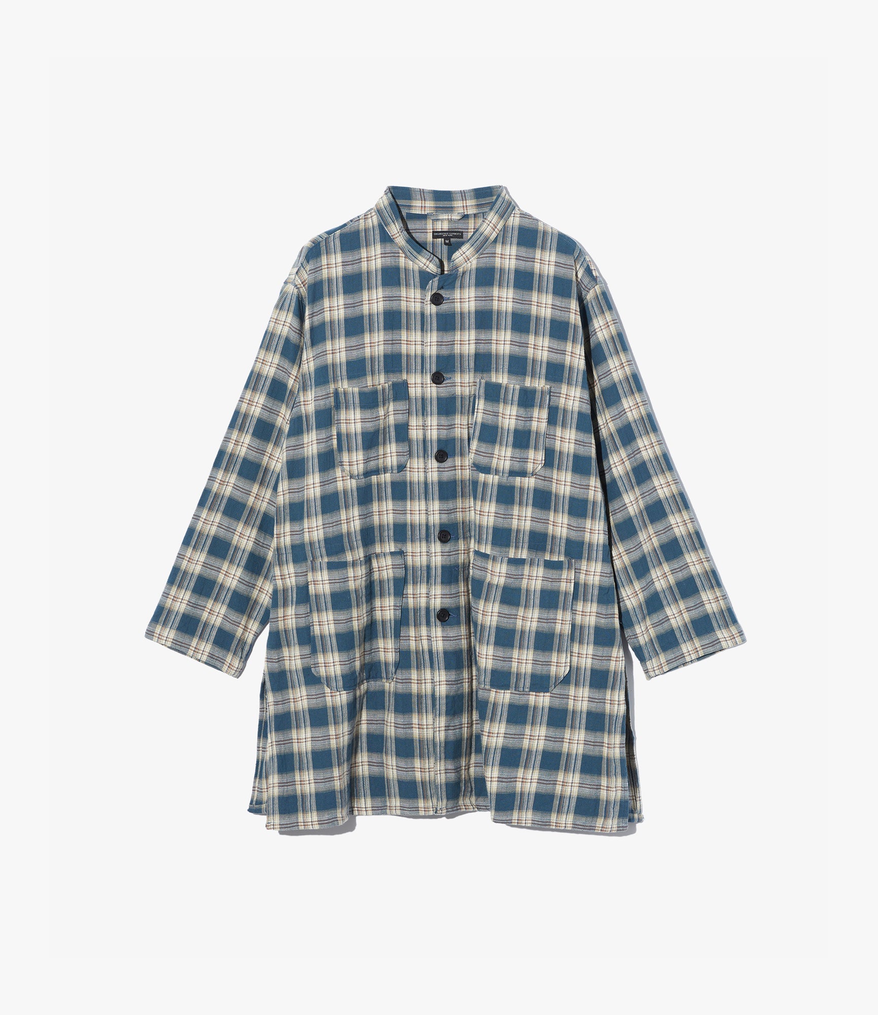 Long Dayton Shirt – Navy Plaid Jacquard Cotton