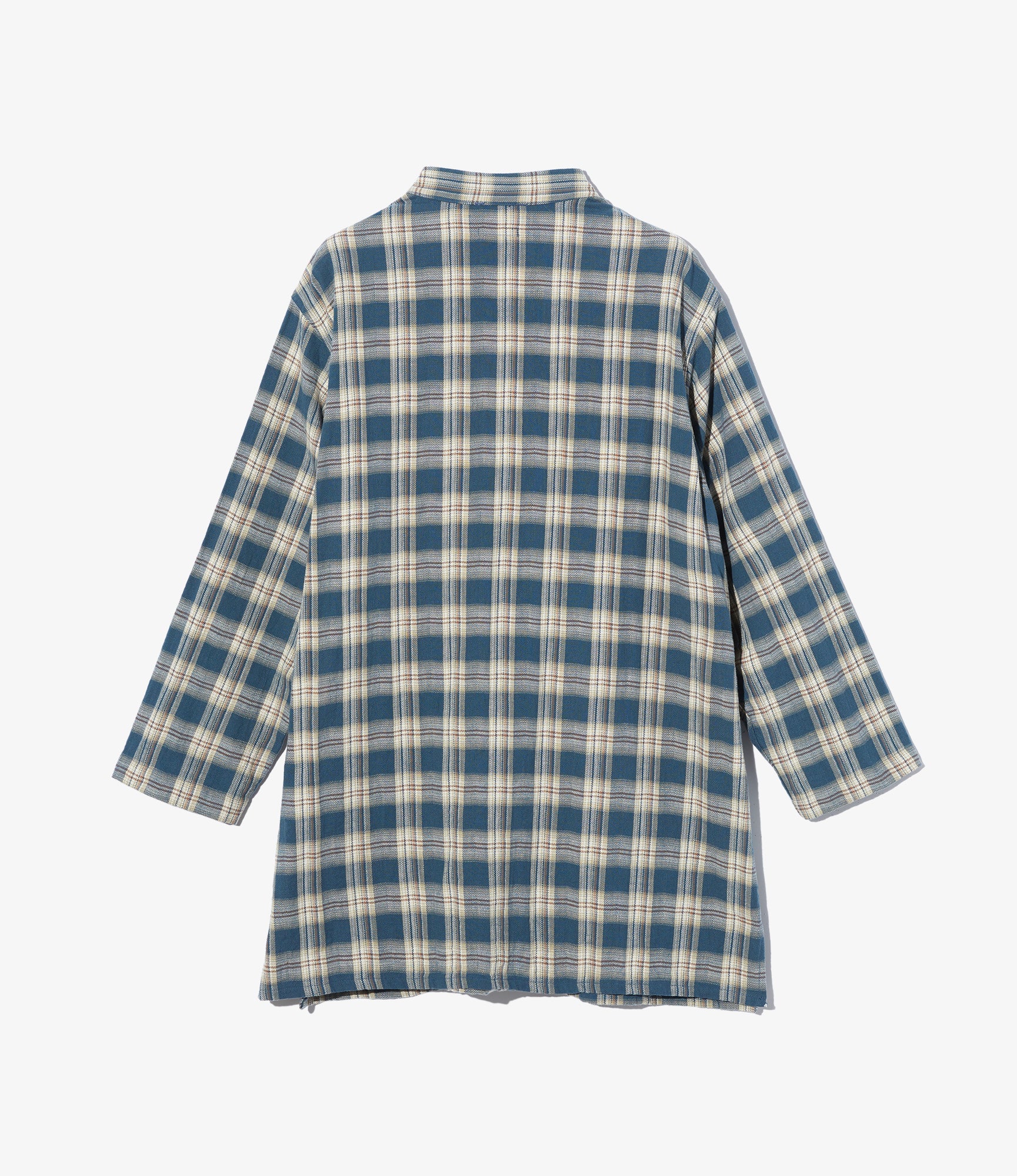 Long Dayton Shirt – Navy Plaid Jacquard Cotton