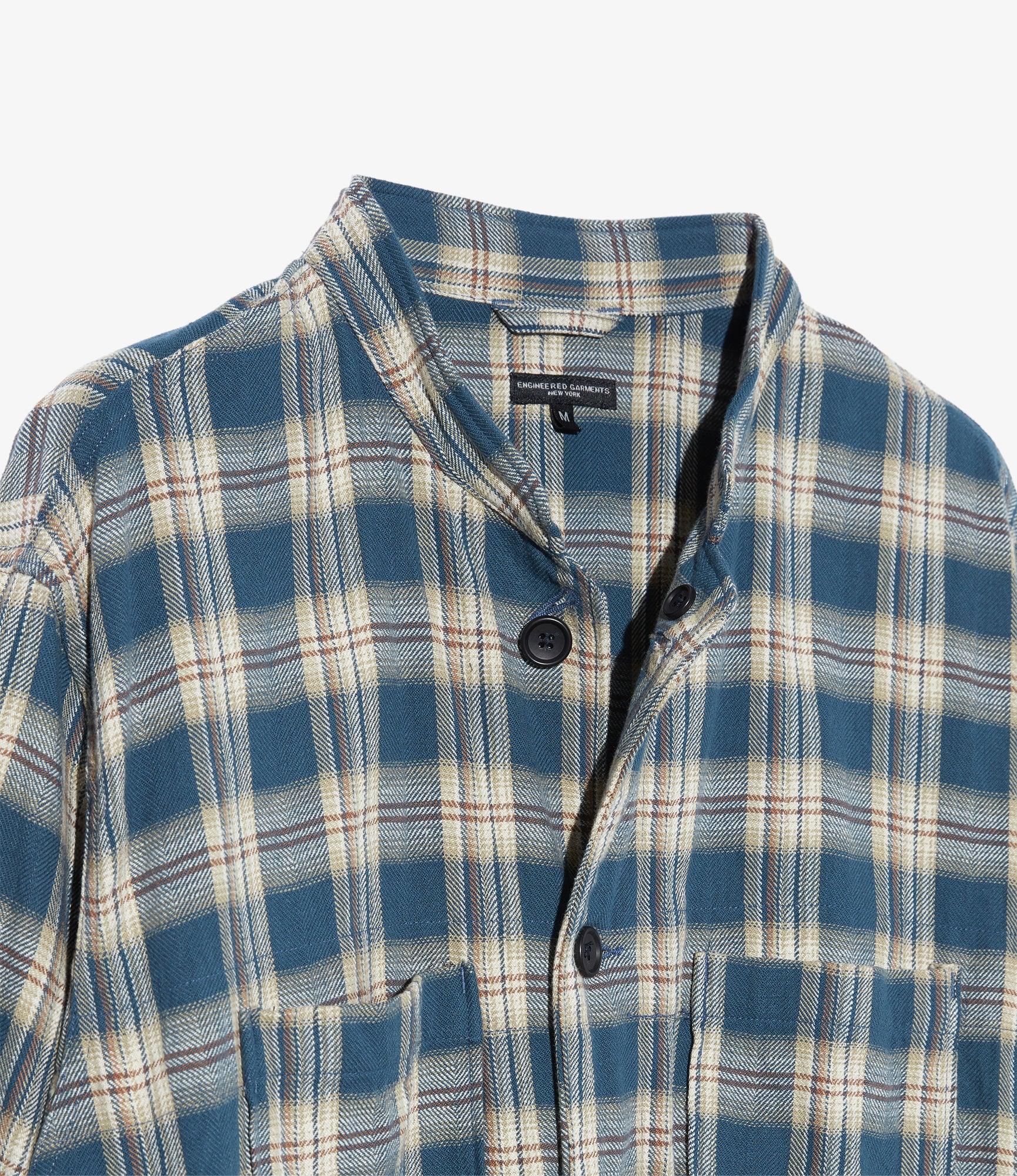 Long Dayton Shirt – Navy Plaid Jacquard Cotton
