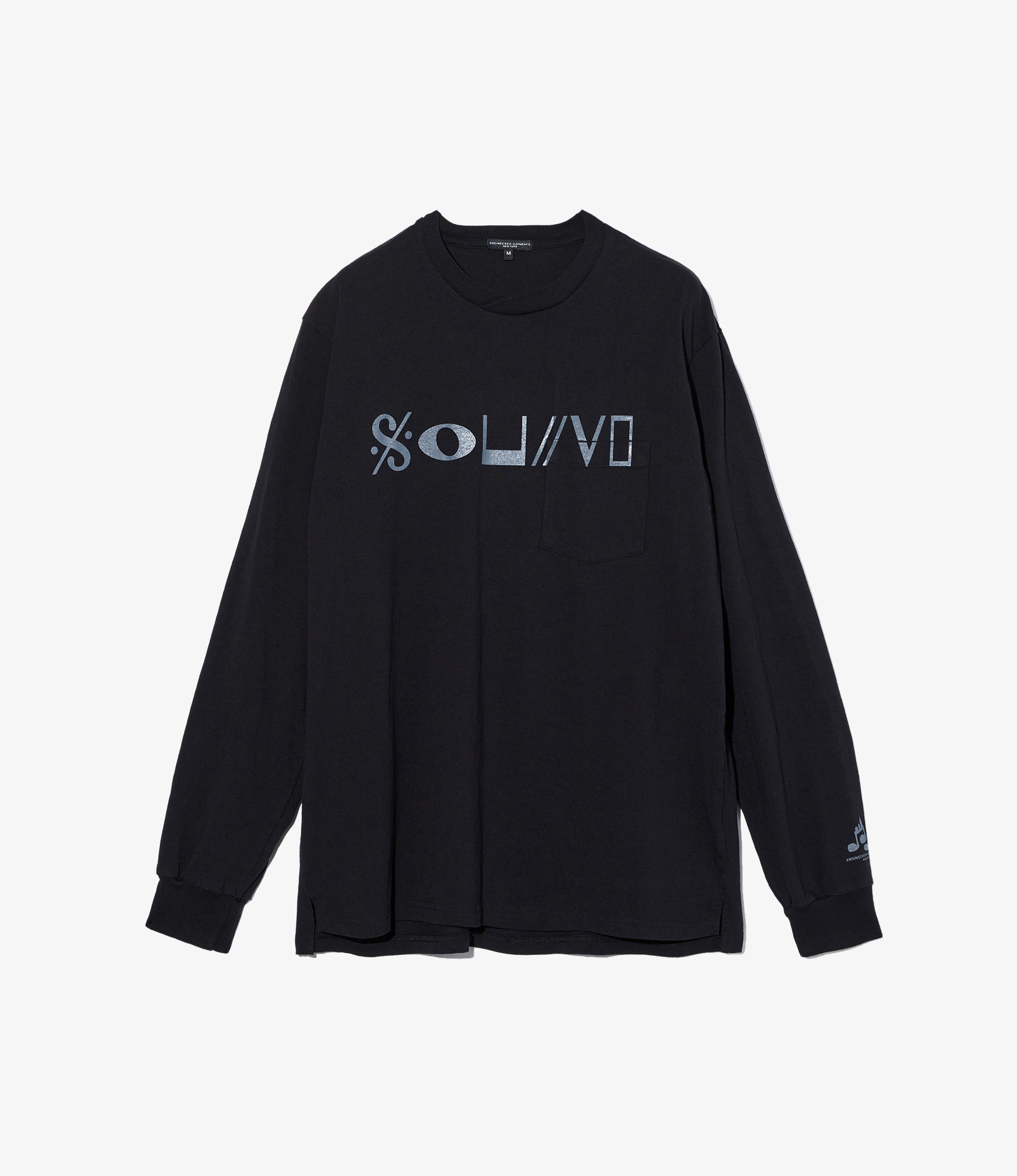 Long Sleeve Cross Neck T-Shirt – Black 'Sound' Print