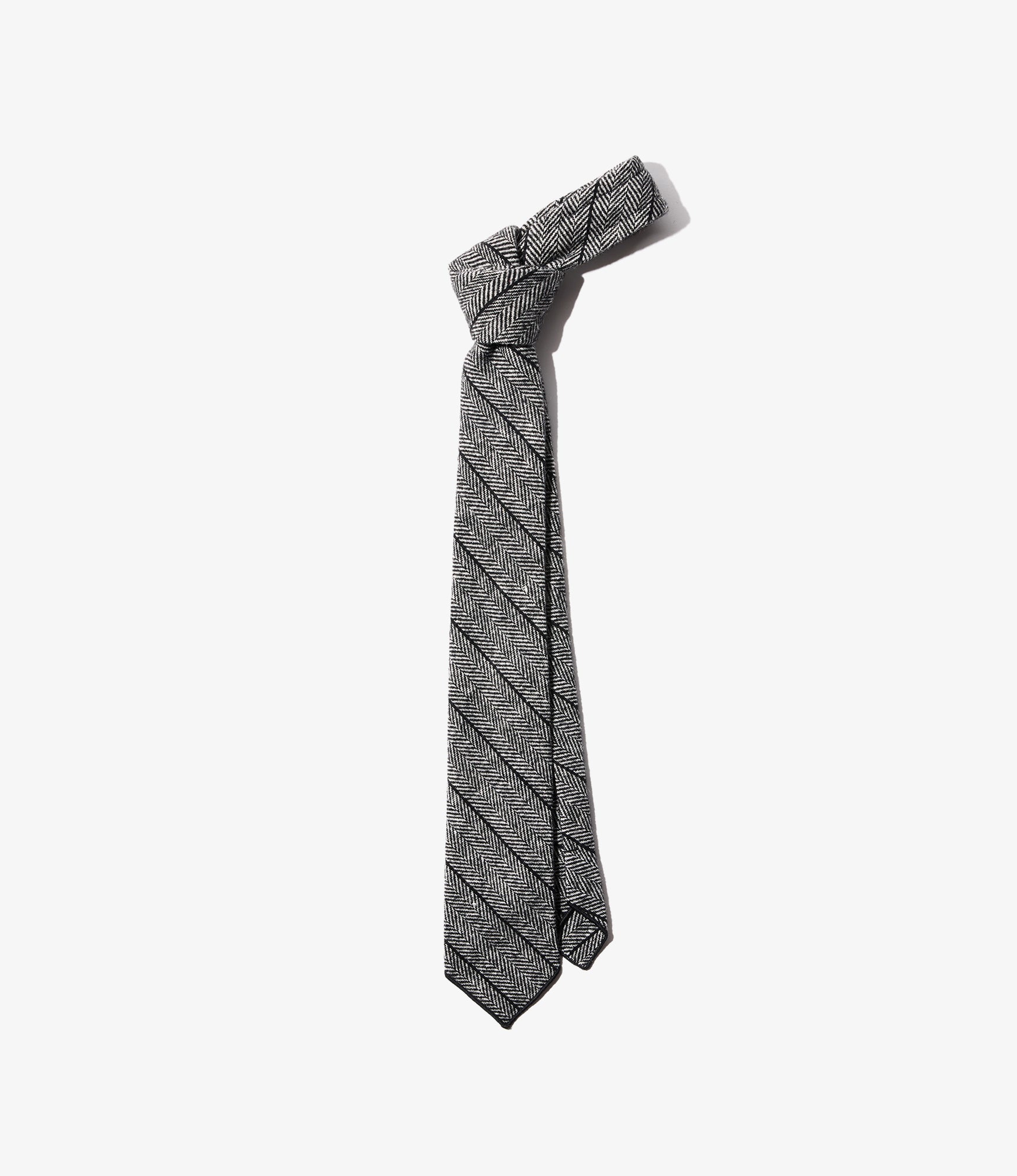 Neck Tie – Dark Grey Striped Herringbone Wool