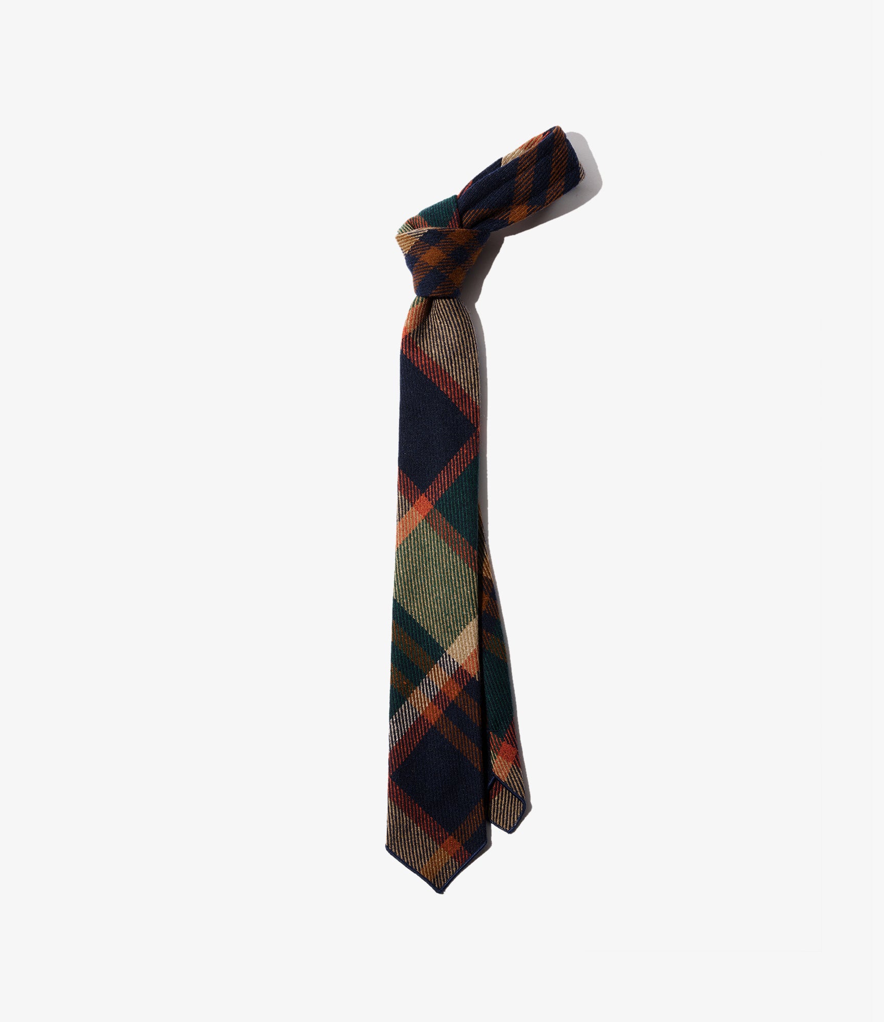 Neck Tie – Navy/Brown Plaid Wool