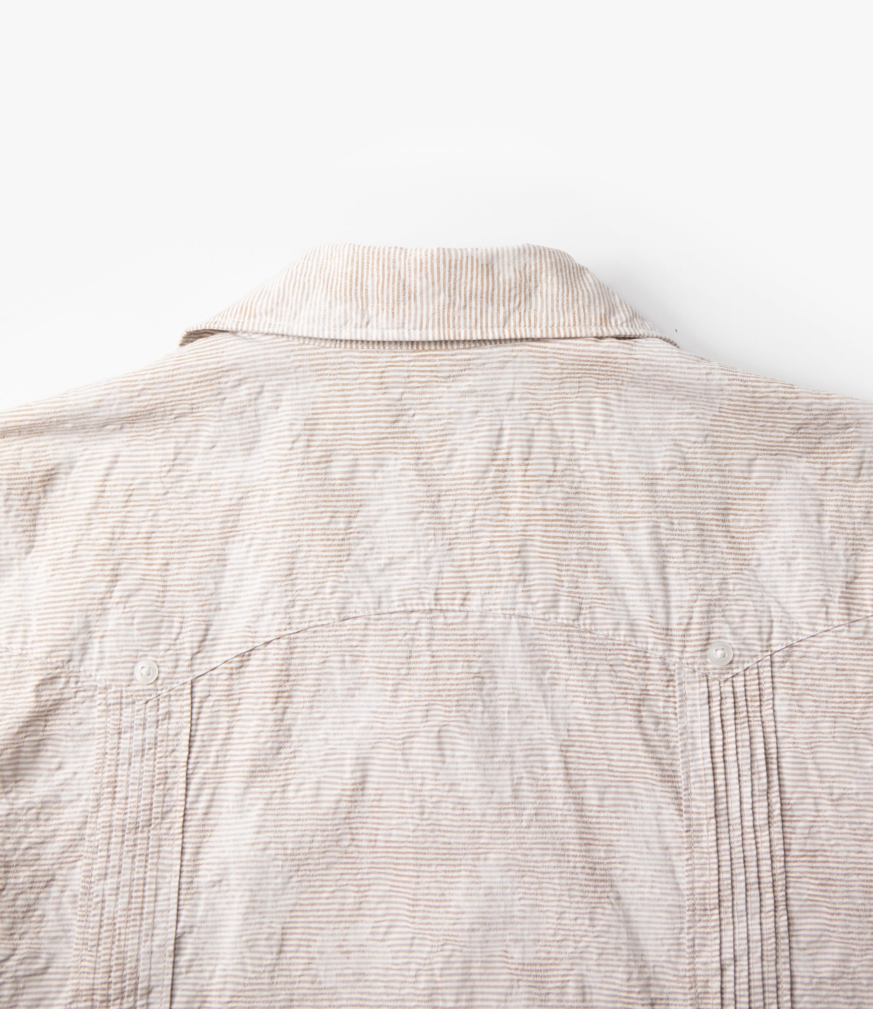 Guayabera Shirt – Khaki Floral Jacquard Striped Dobby