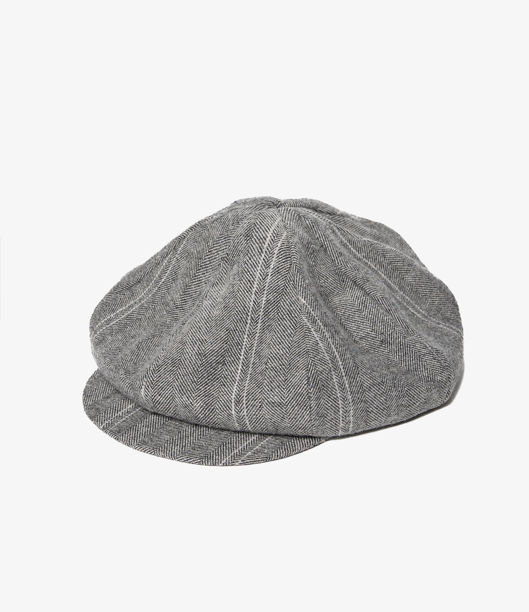 Newsboy Cap – Light Grey Striped Herringbone Wool