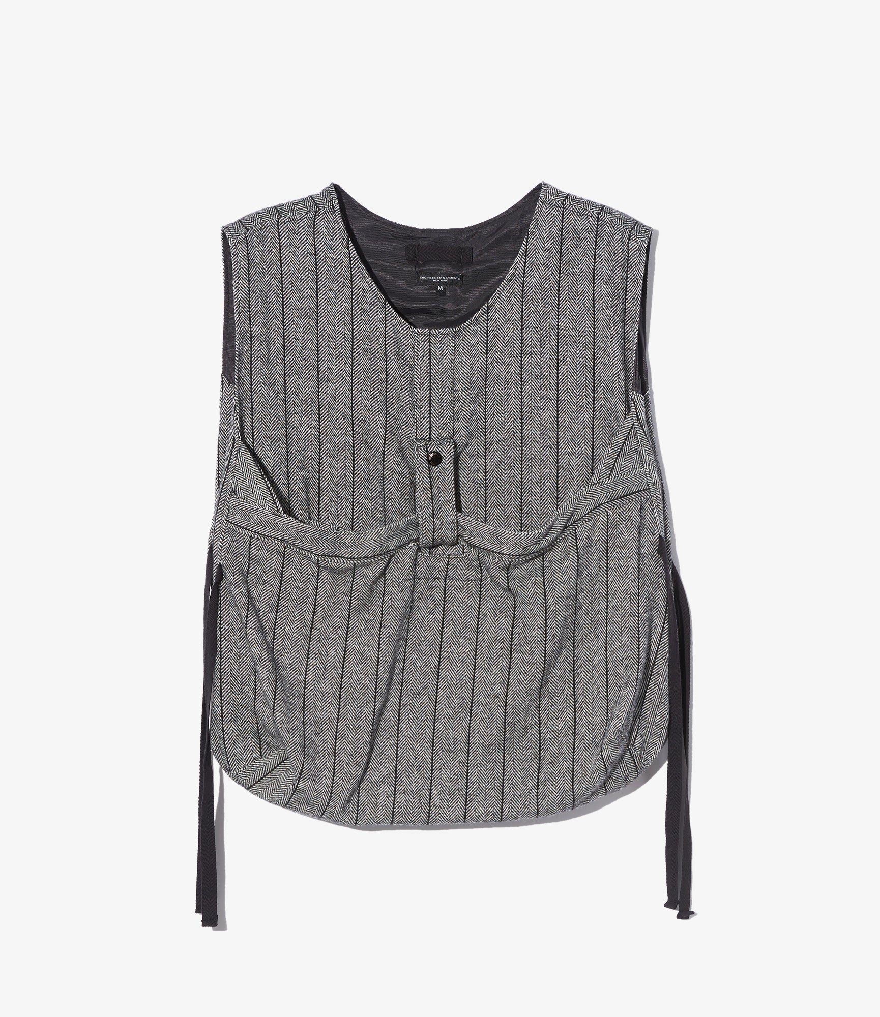 Newsboy Vest – Dark Grey Striped Herringbone Wool