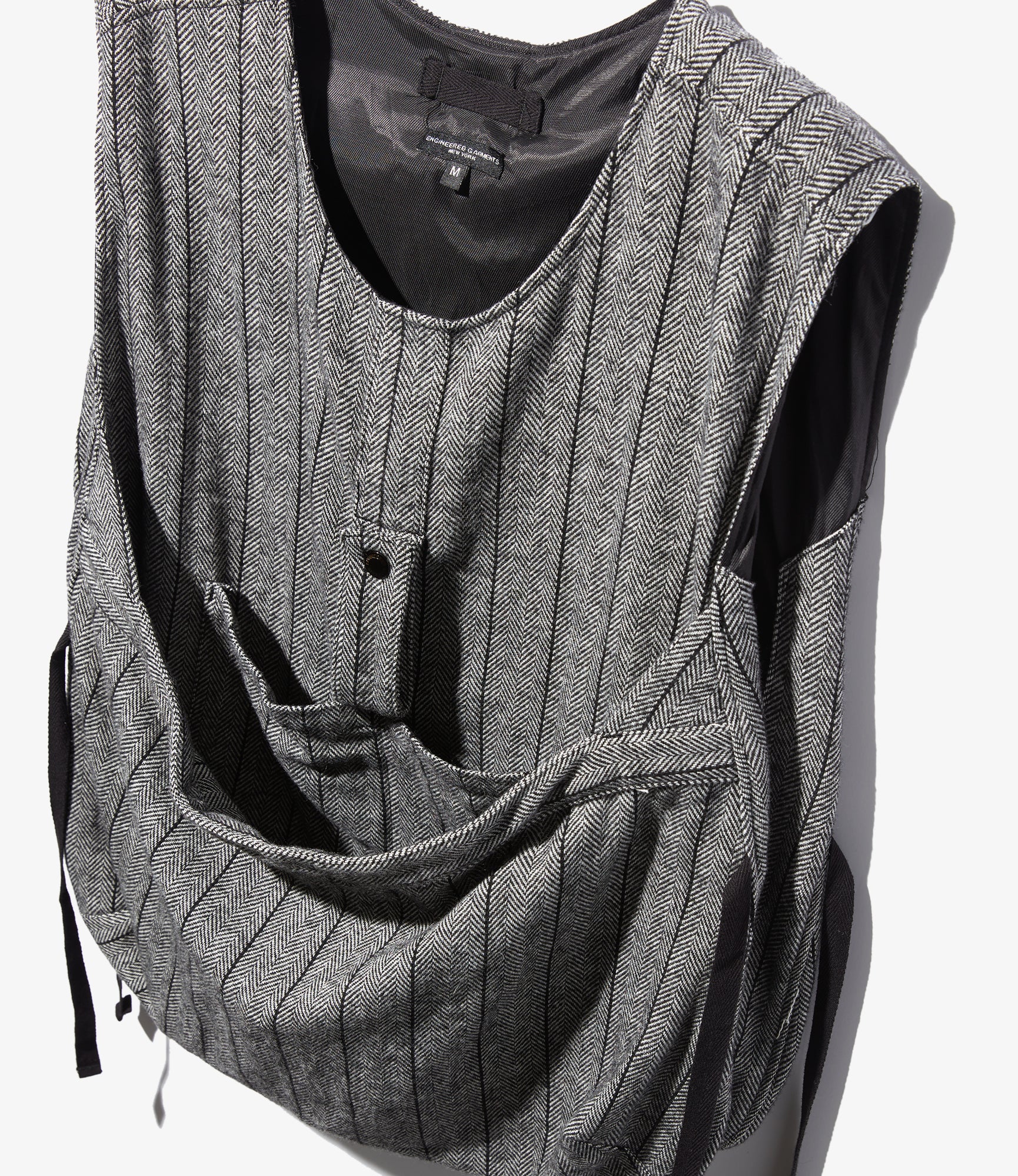 Newsboy Vest – Dark Grey Striped Herringbone Wool