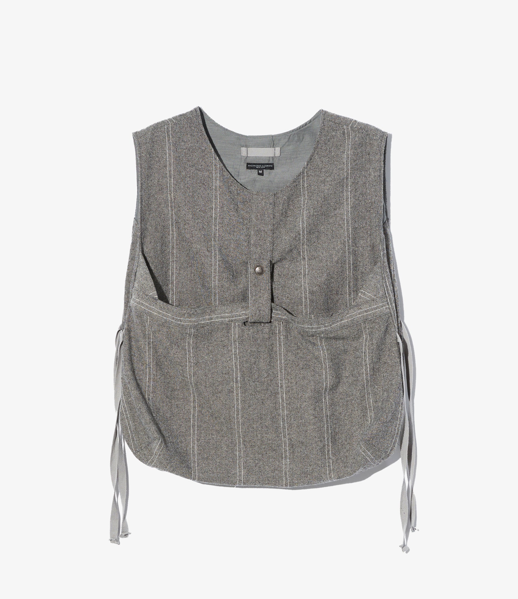 Newsboy Vest – Light Grey Striped Herringbone Wool
