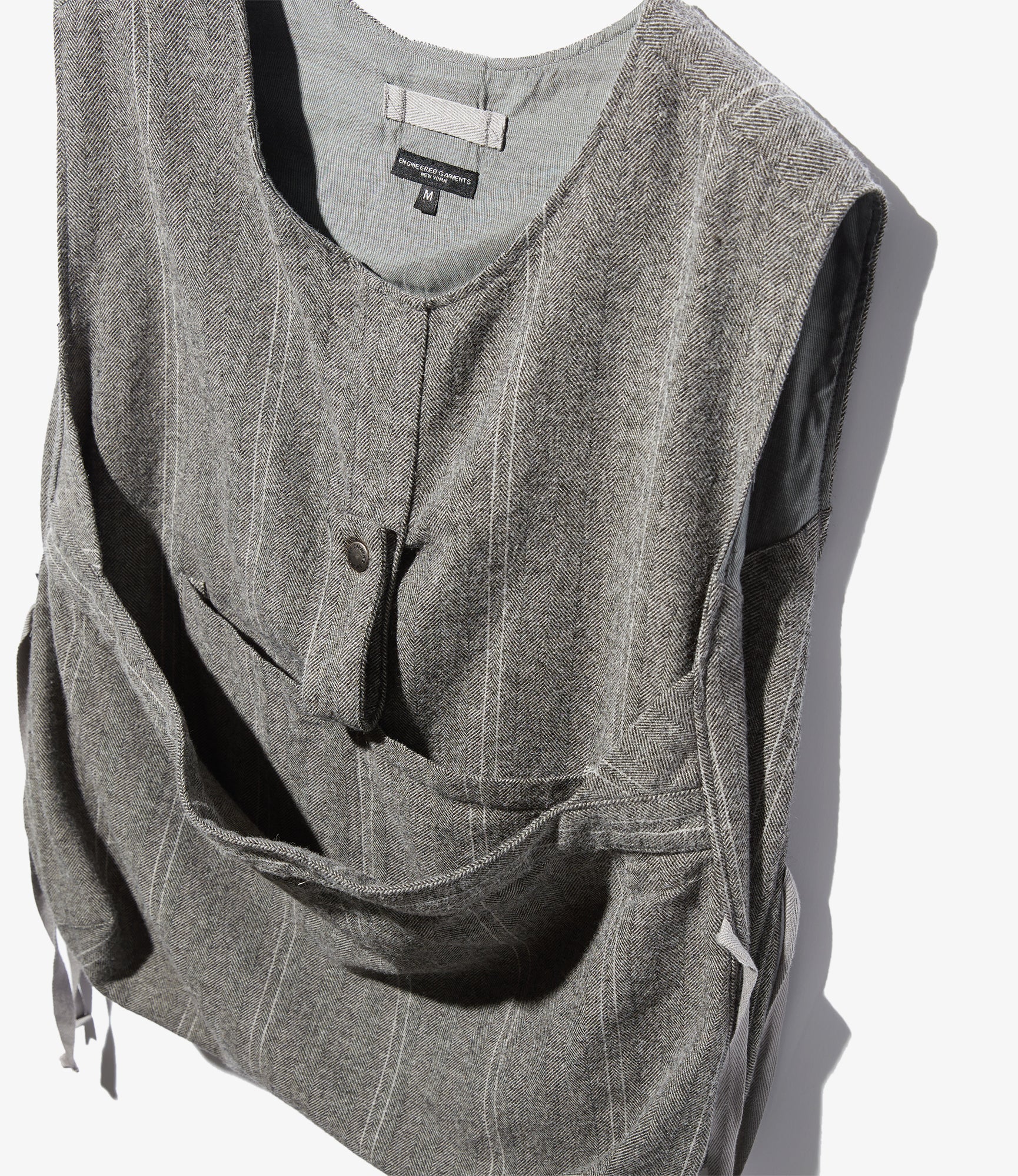 Newsboy Vest – Light Grey Striped Herringbone Wool