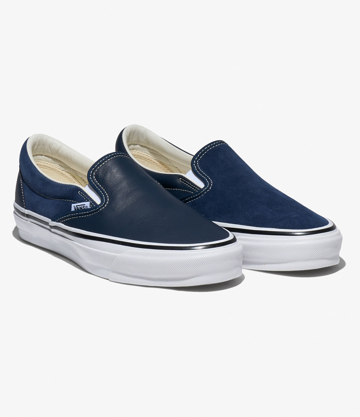 Classic Slip-On 98 – Navy Leather/Suede Mix Engineered Garments