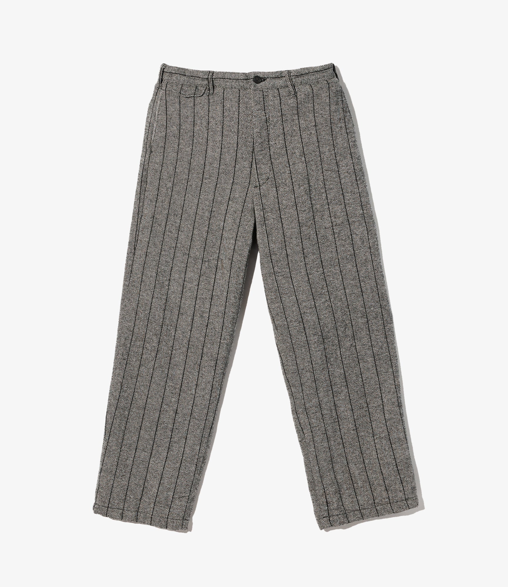 Officer Pant – Dark Grey Striped Herringbone Wool